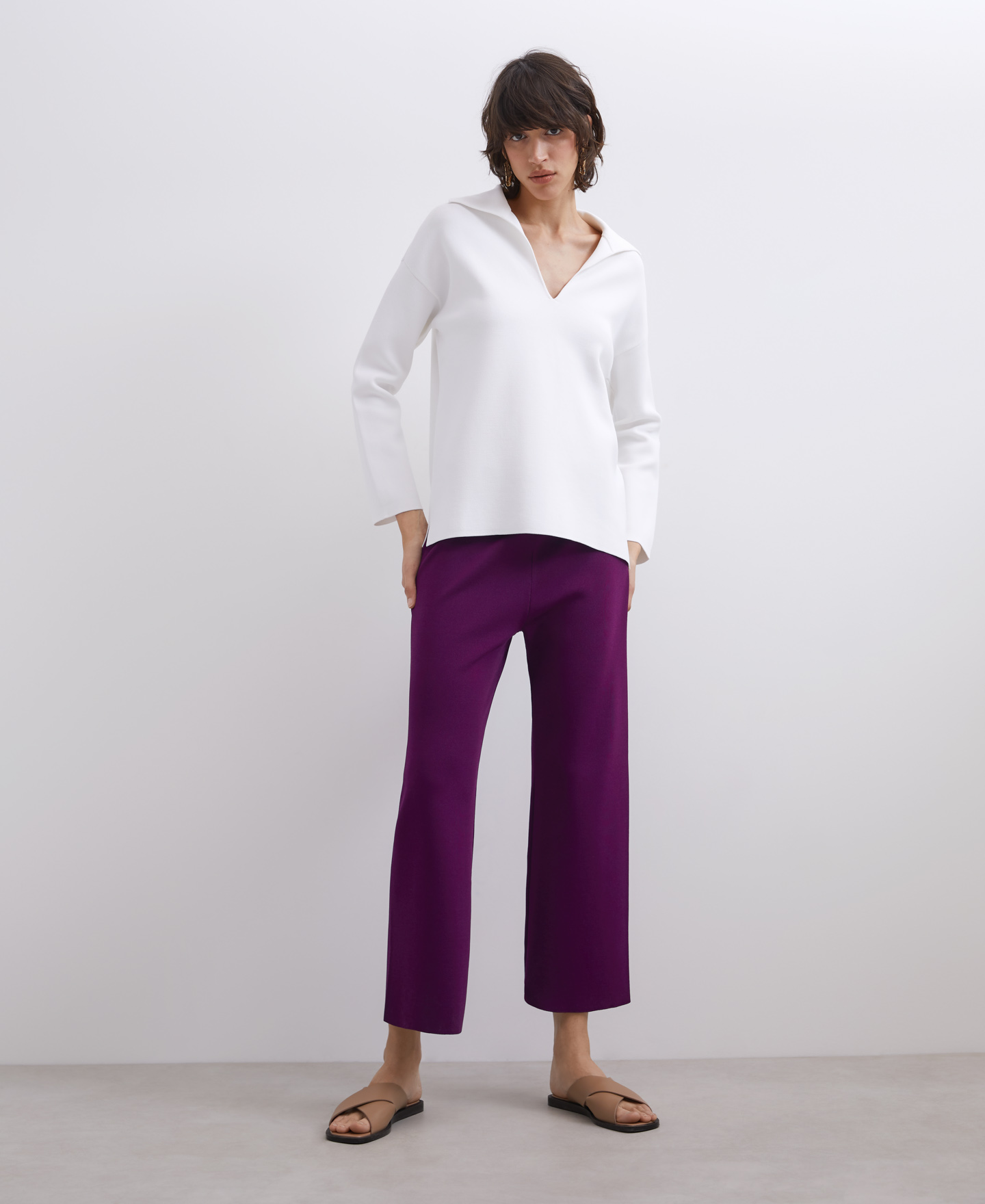 Viscose ribbed knit pants image number 3