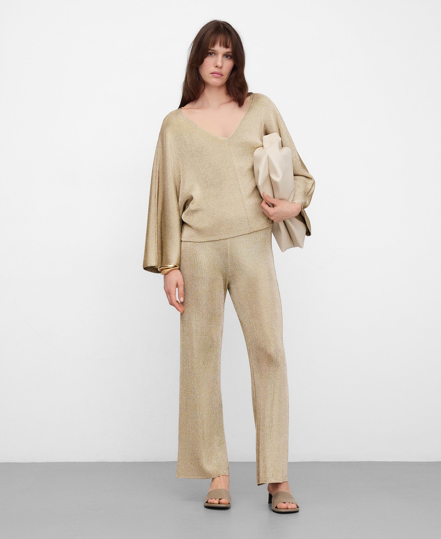 Metallic knit trousers image number 1