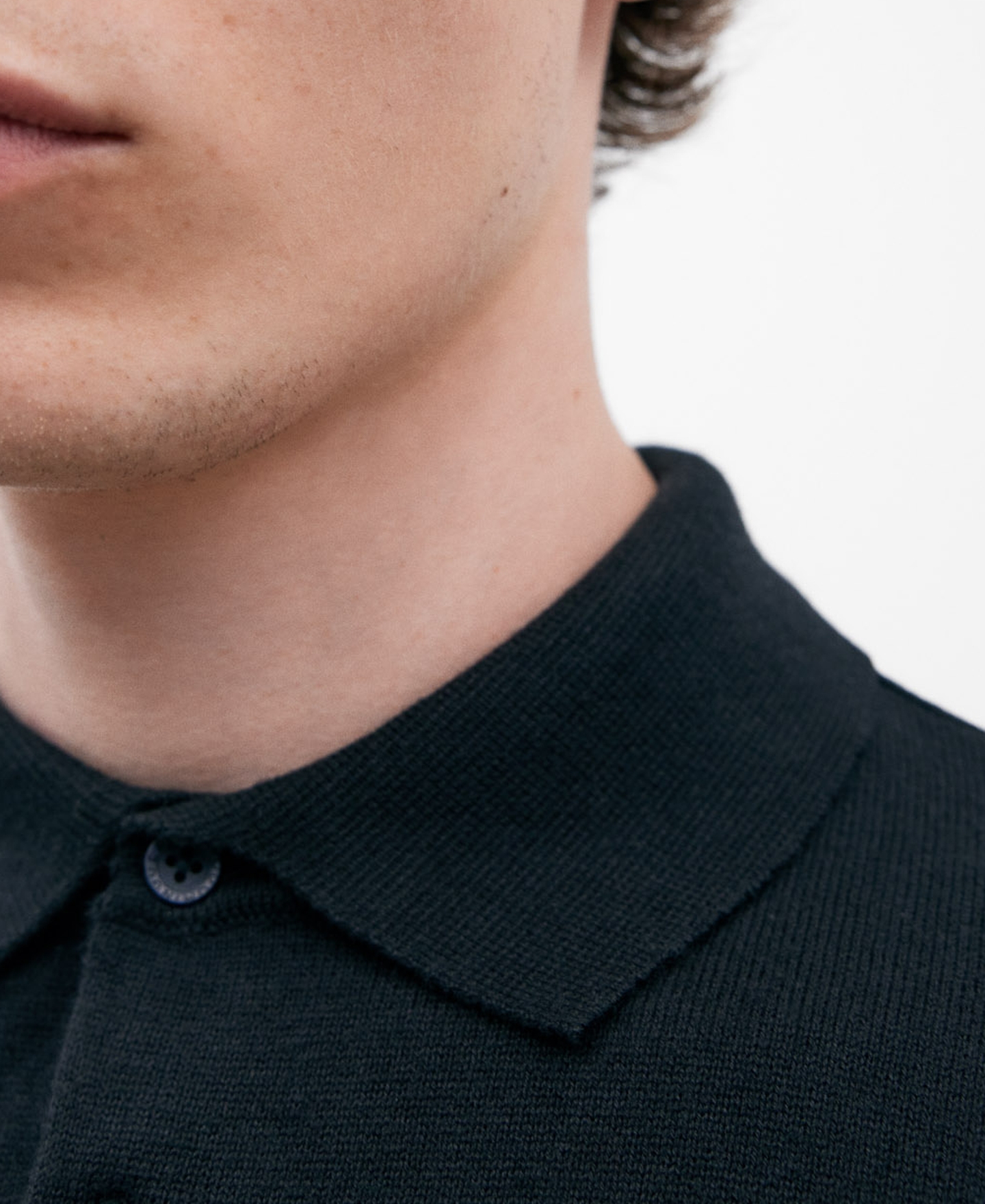 Long sleeve cotton polo shirt for men image number 3