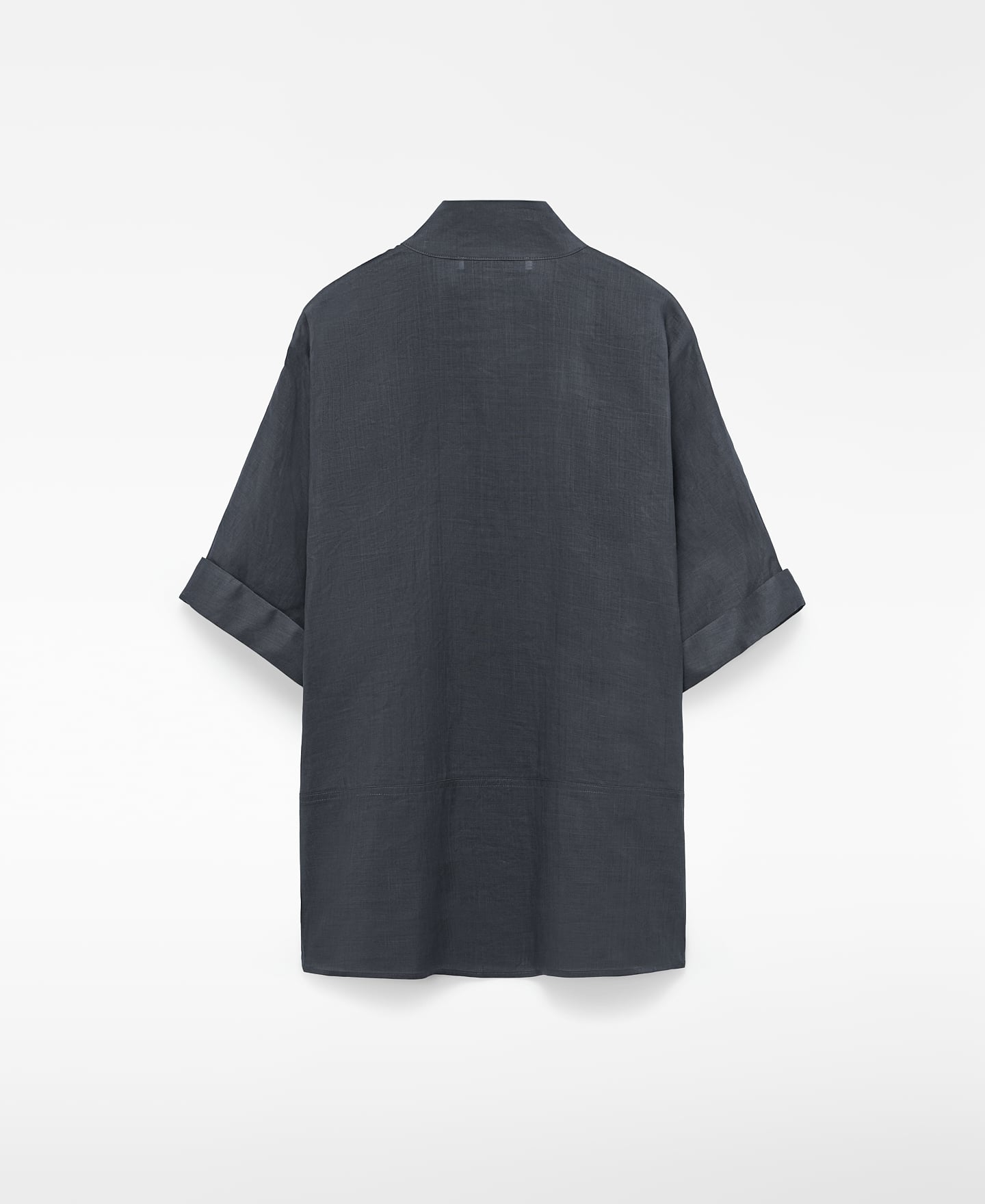 Ramie funnel neck shirt image number 1