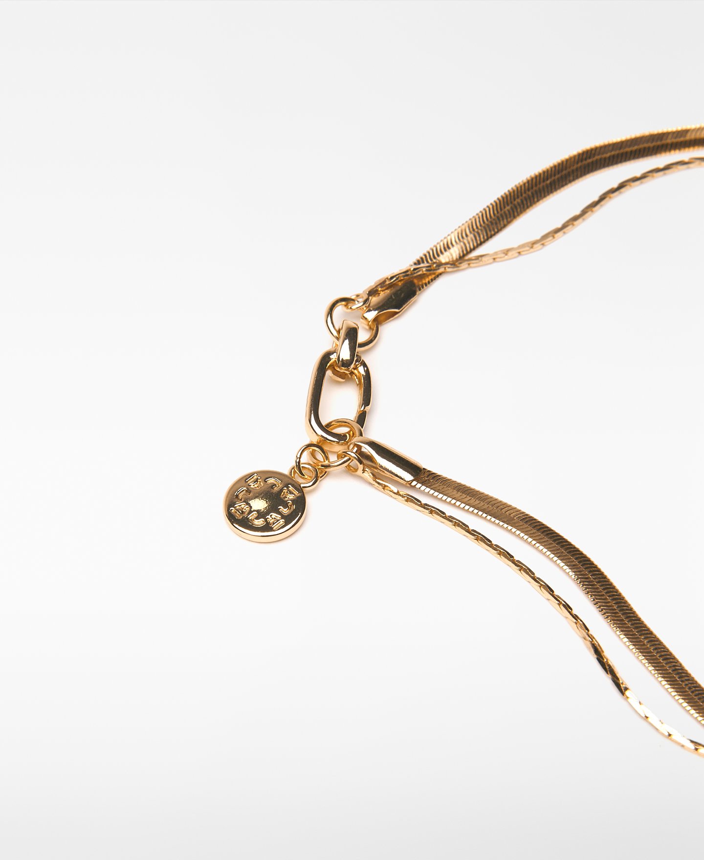 Golden double chain necklace woman image number 2
