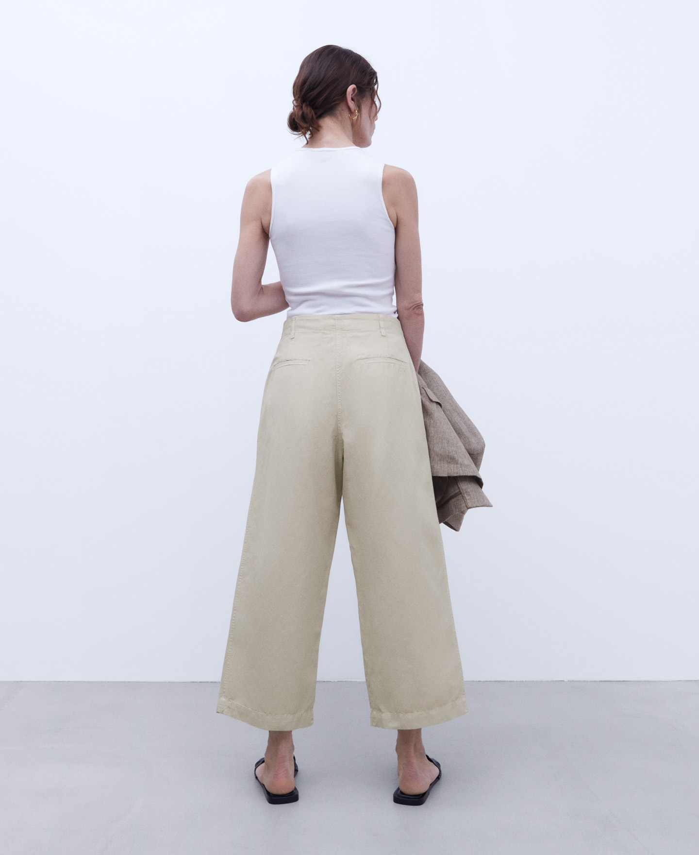 Linen and cotton wide chino trousers image number 2