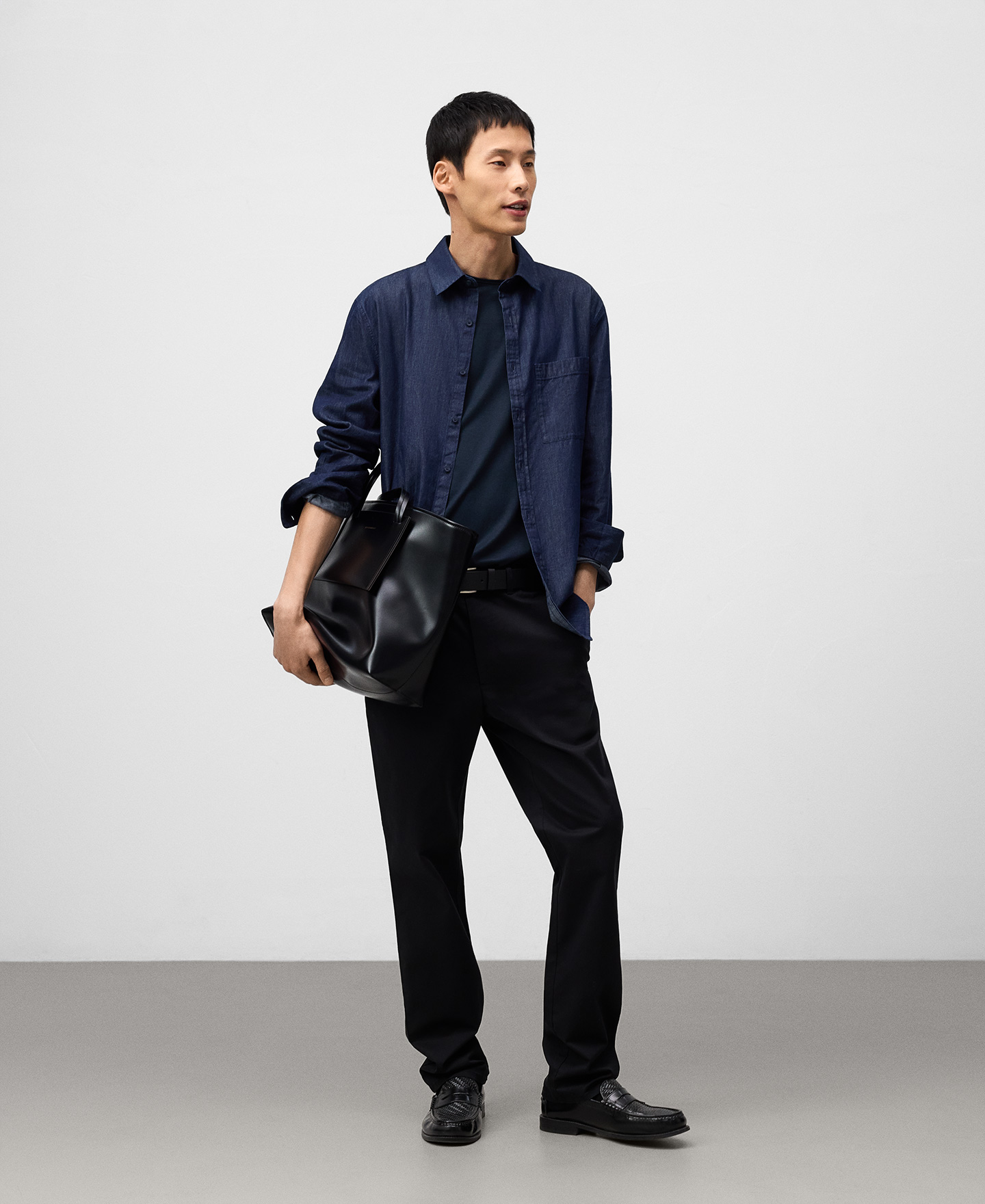 Camisa regular fit denim algodón hombre image number 1