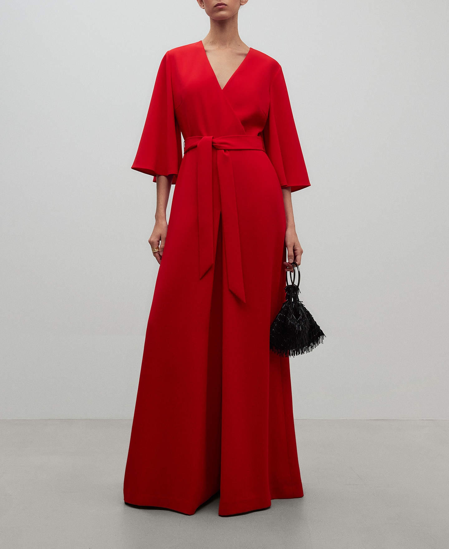 Long red jumpsuit woman image number 1