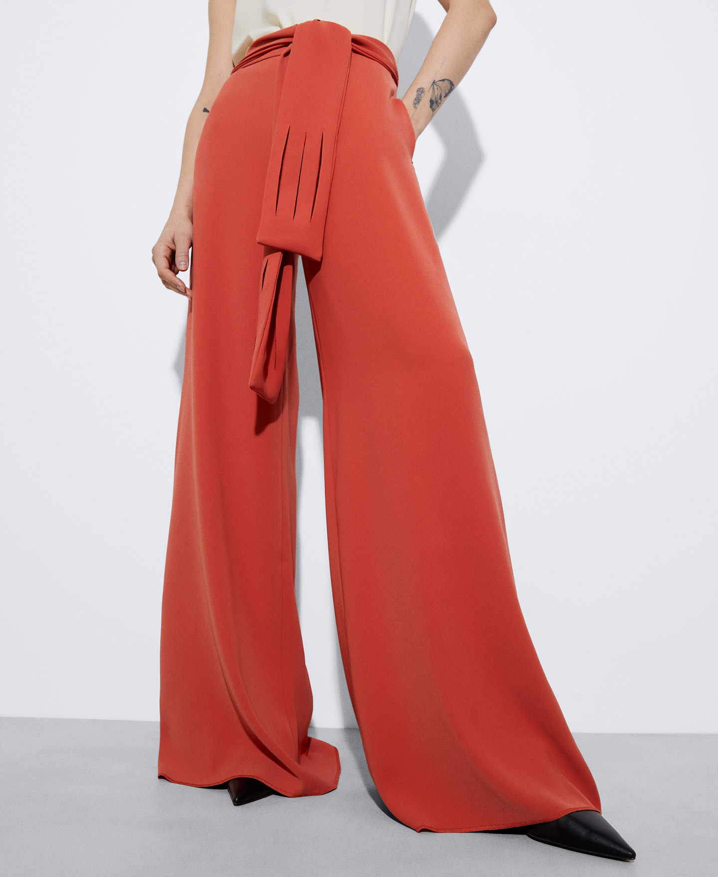 Palazzo trousers in recycled polyester image number 0