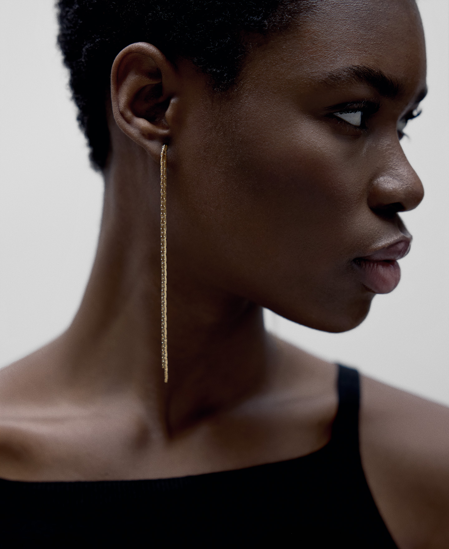 Golden double chain earrings woman image number 3