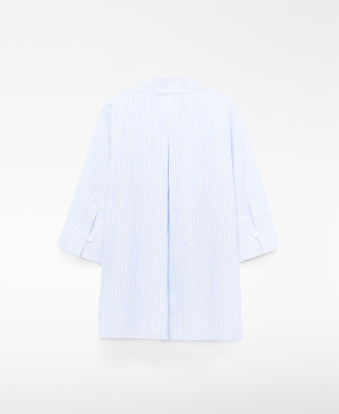 Seersucker striped band collar shirt image number 5