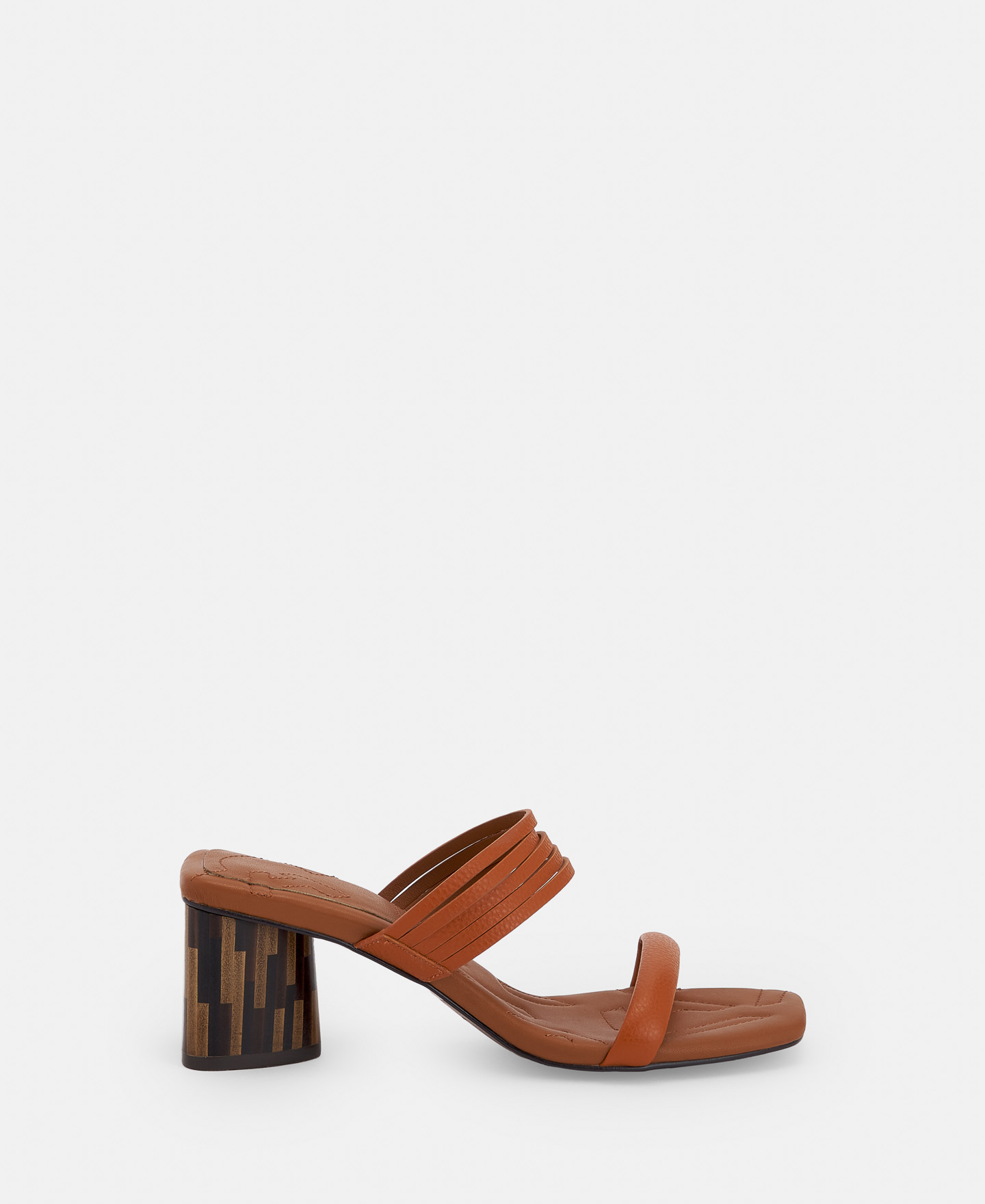 Square leather sandal with wooden heel image number 0