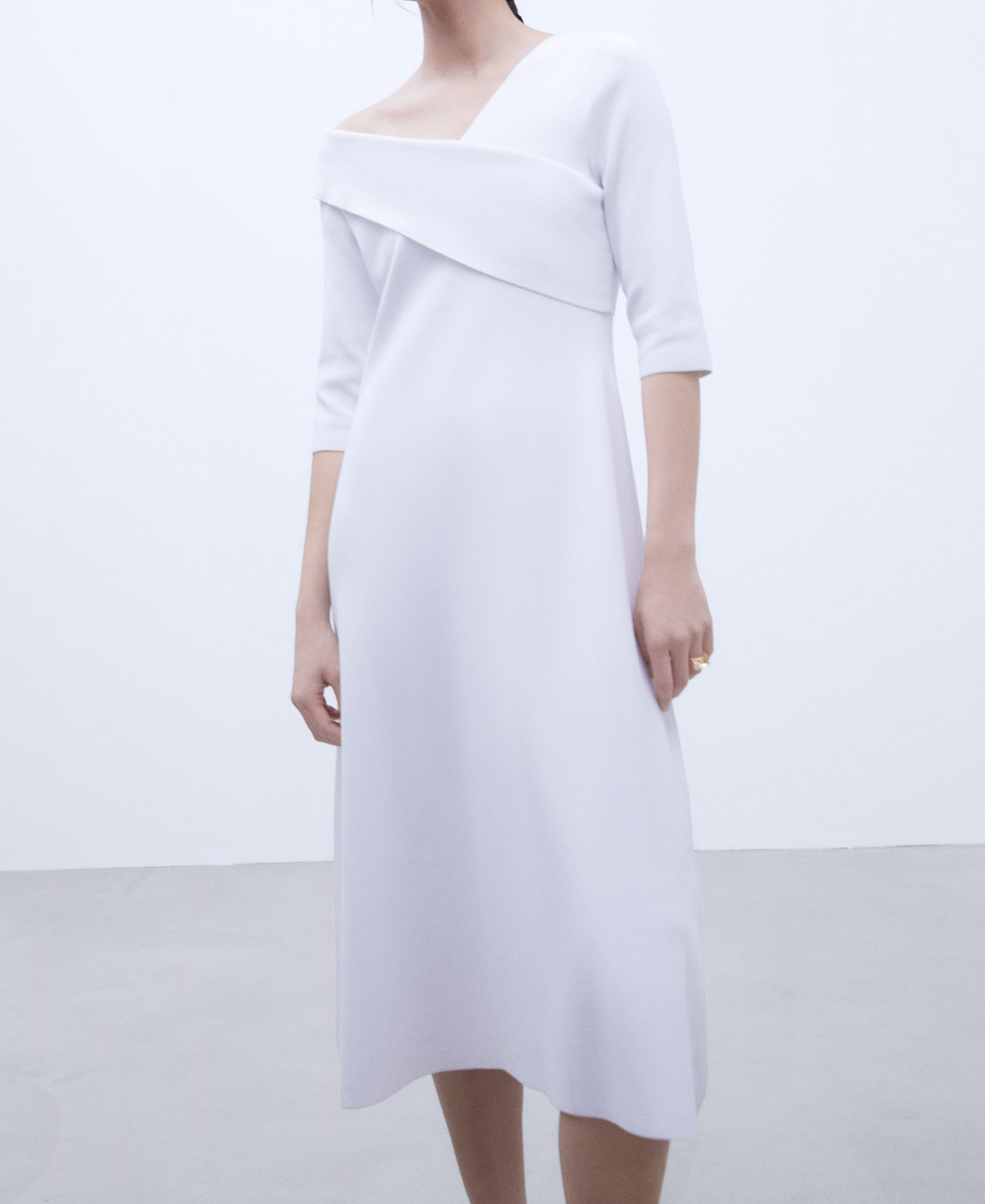 Asymmetric-breasted neckline dress image number 0