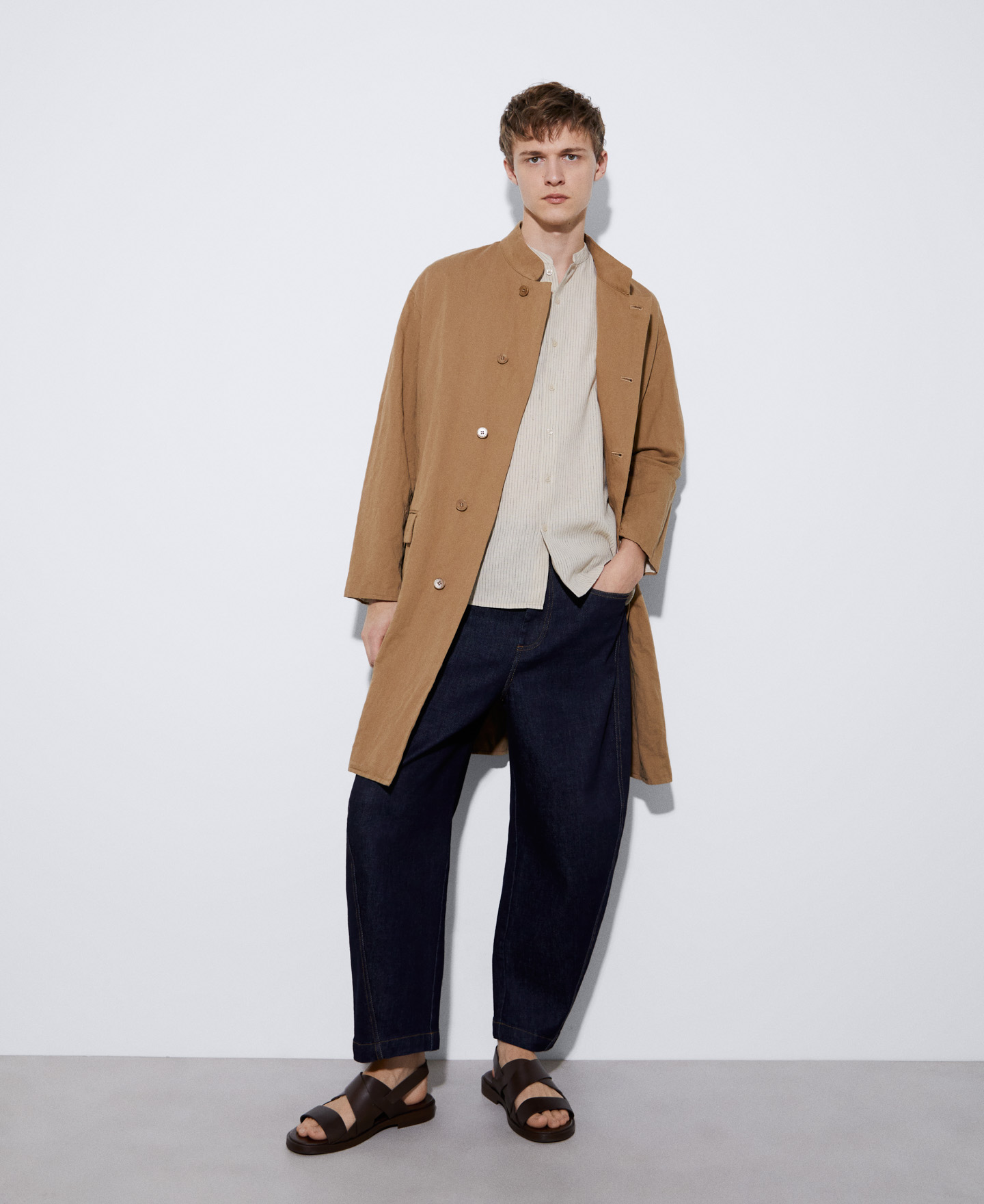Short sleeve linen and cotton shirt image number 1