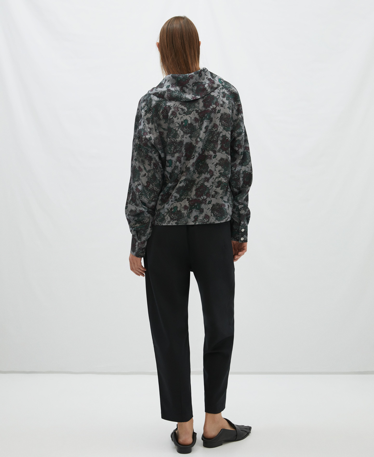 Shawl collar printed shirt image number 2