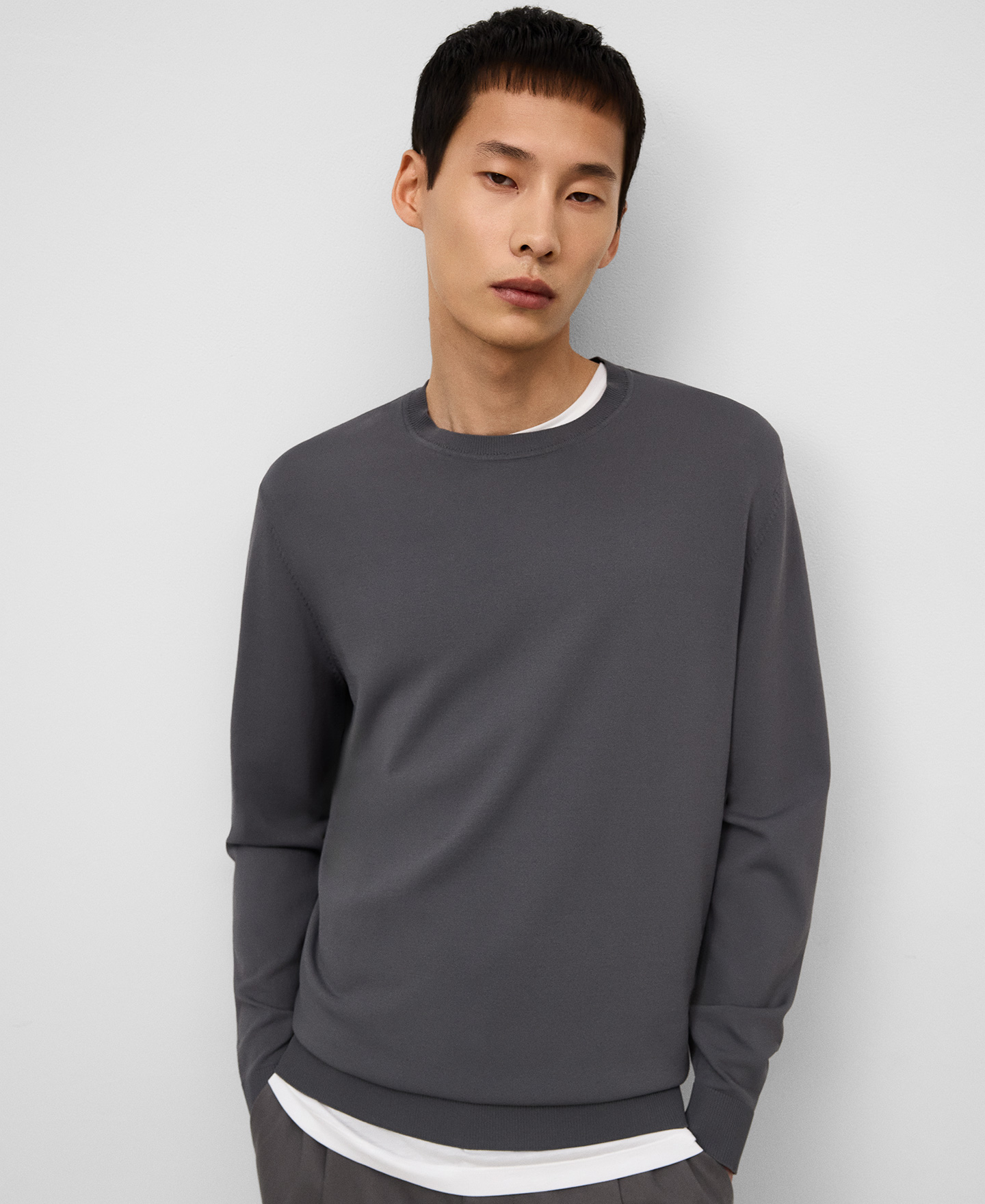 Knit crew collar sweater man image number 0