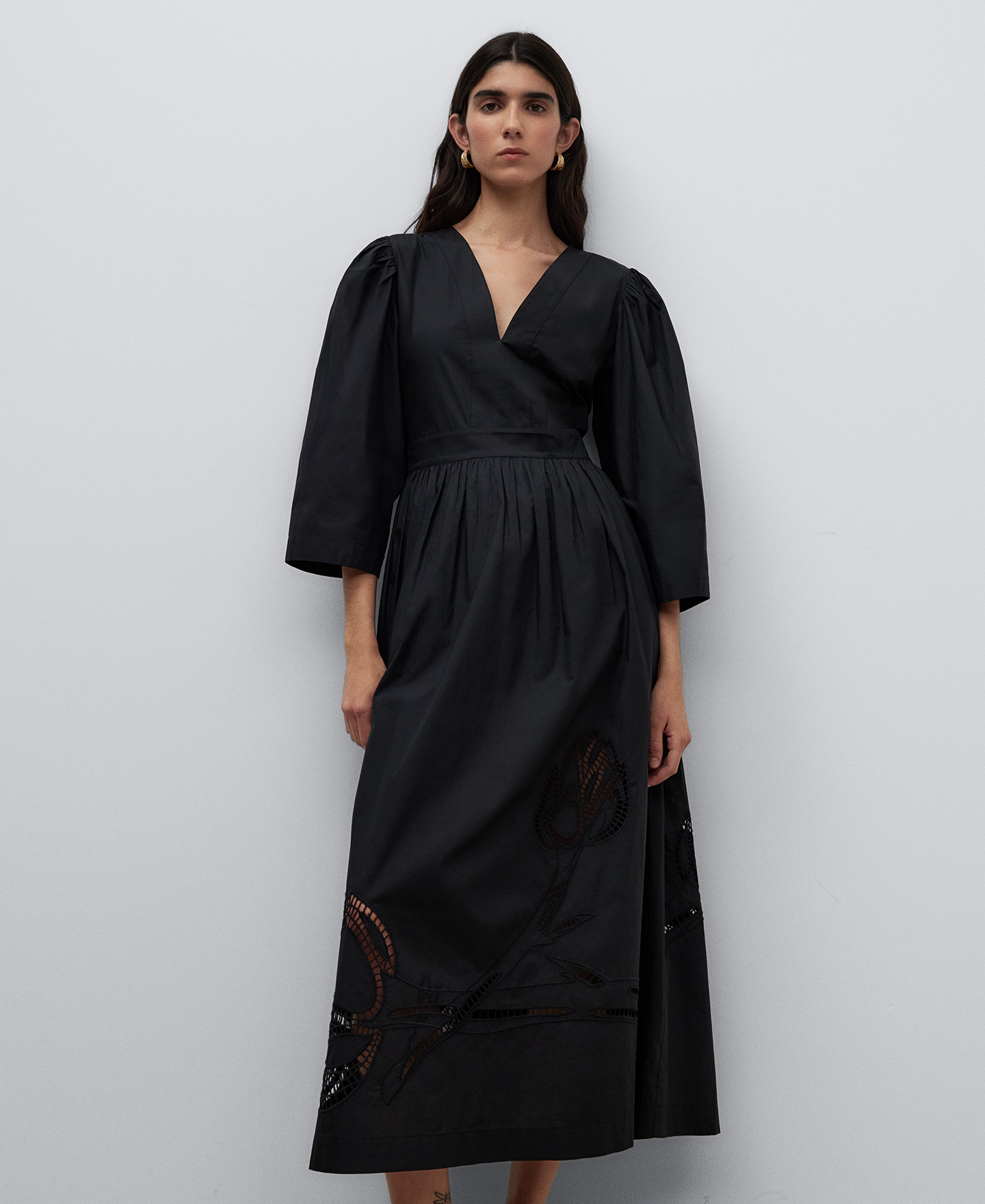 Embroidered long dress woman image number 0