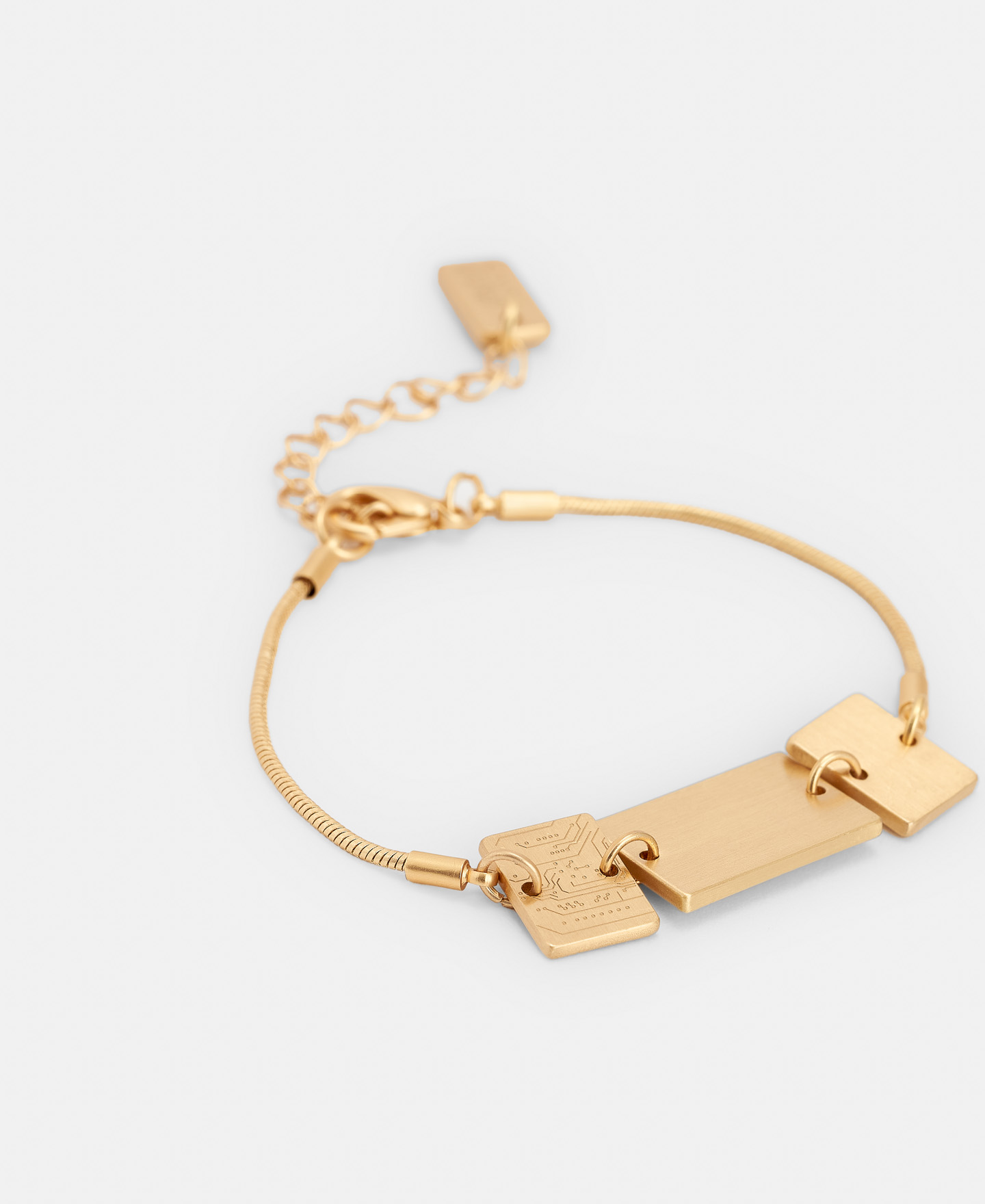 Bracelet with microchip motif in brass image number 2