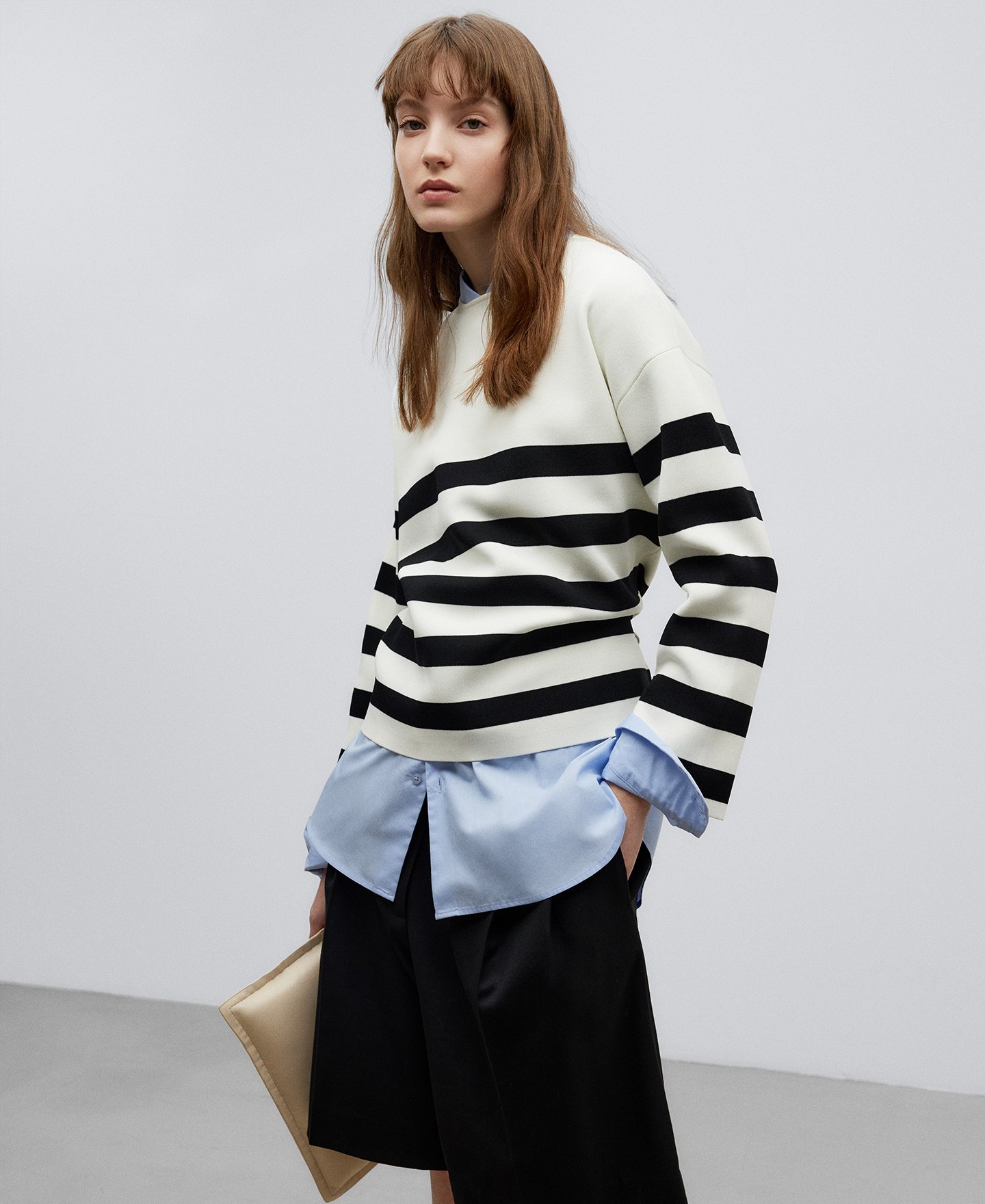 Striped bicolour sweater woman image number 0