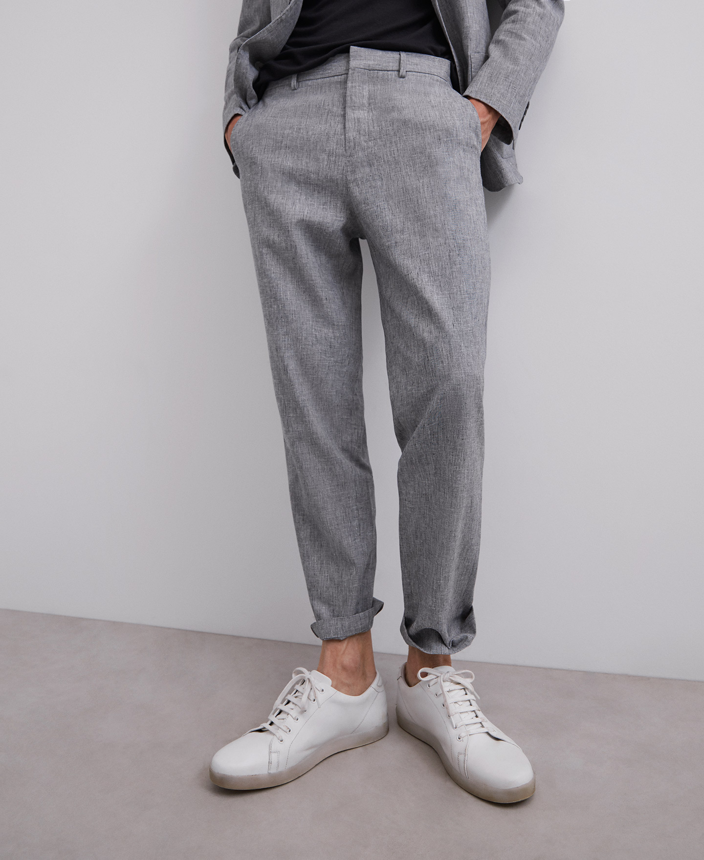 Grey linen trousers image number 0