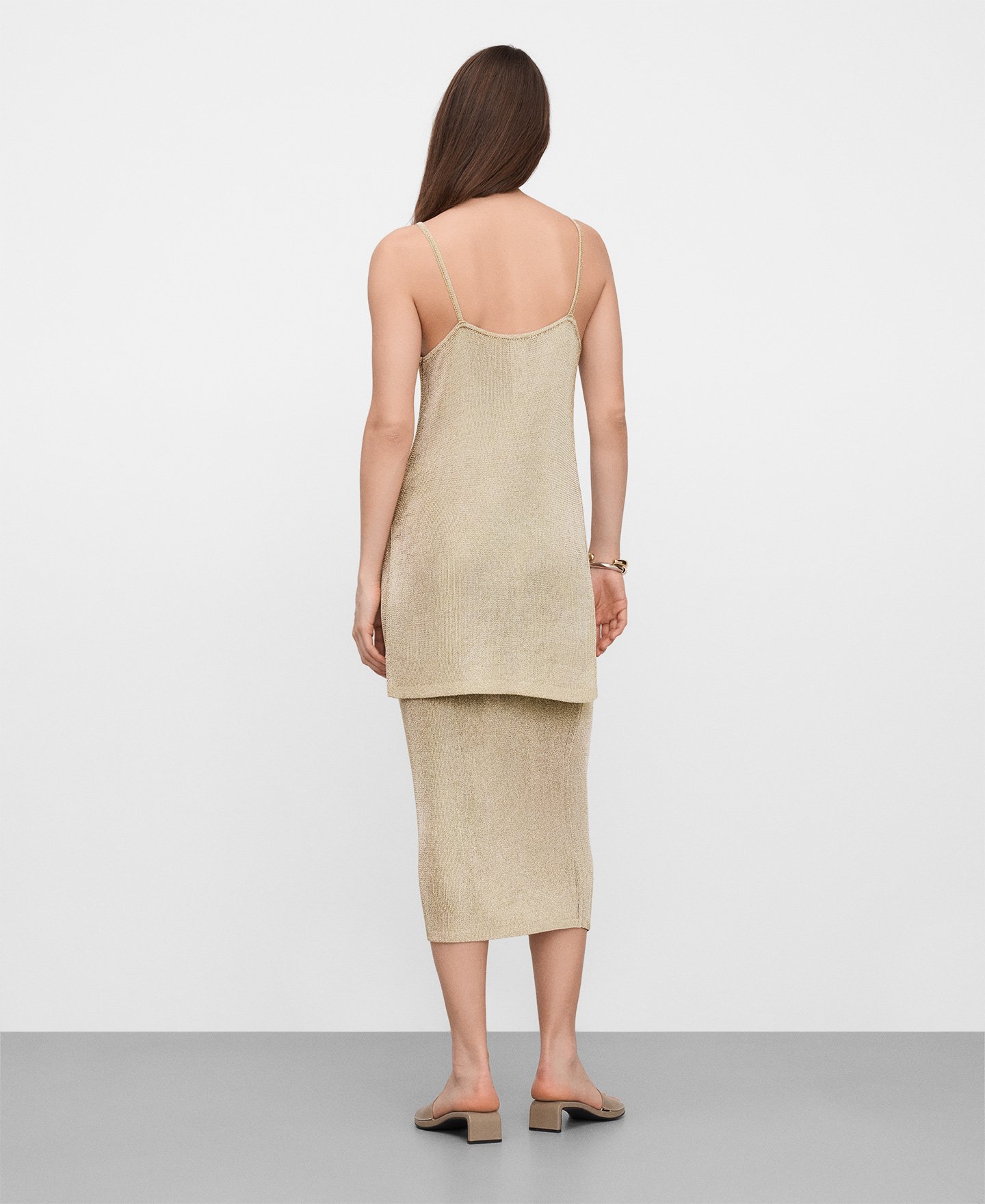 Falda recta punto metalizado image number 2