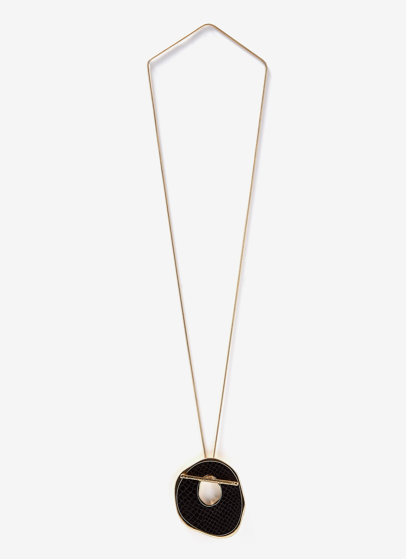 Necklace with leather effect pendant image number 0