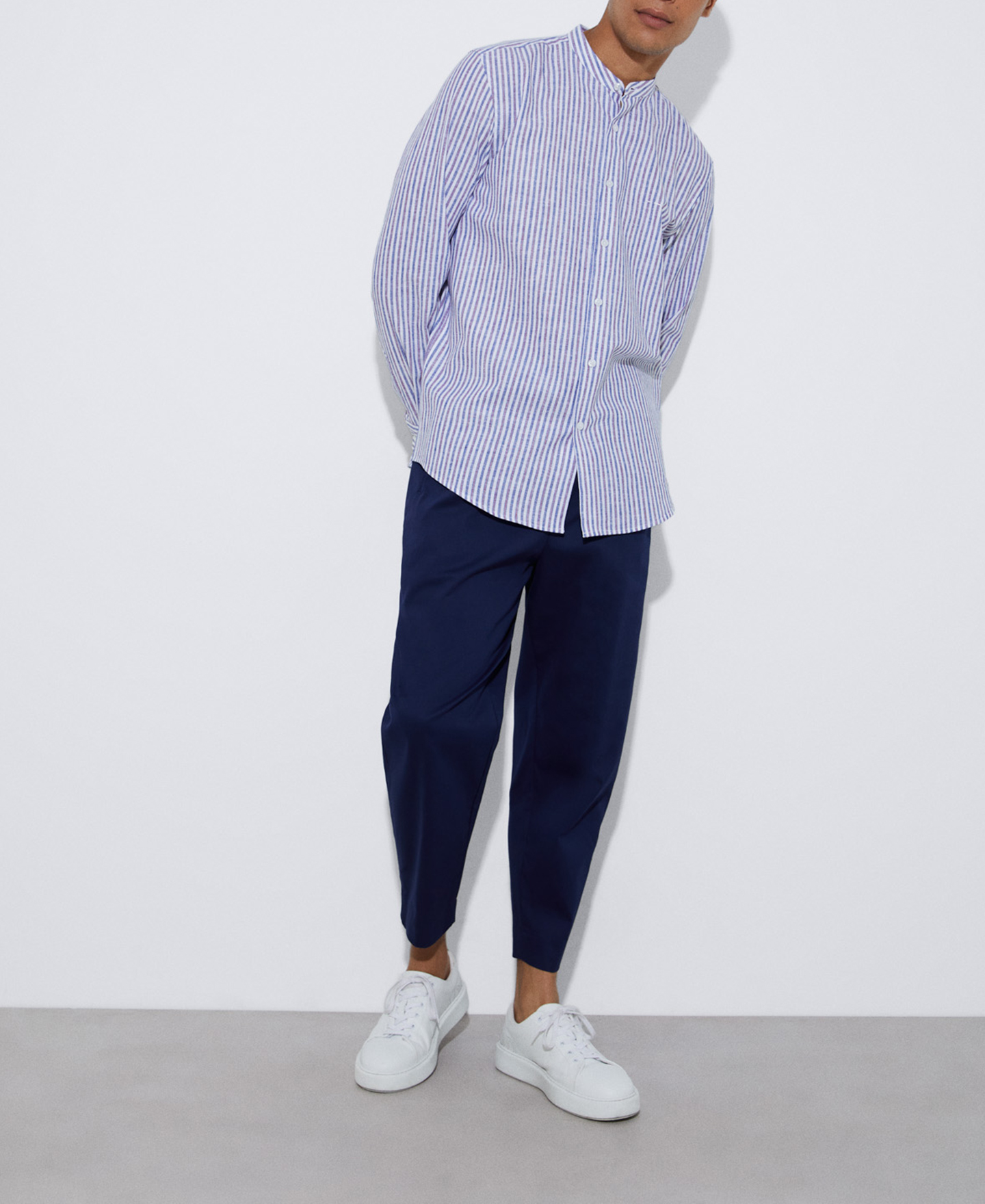 Organic cotton mandarin collar shirt image number 1