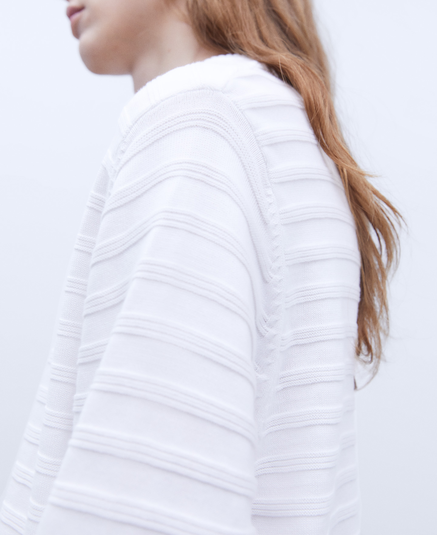 Striped structure crew neck sweater image number 3