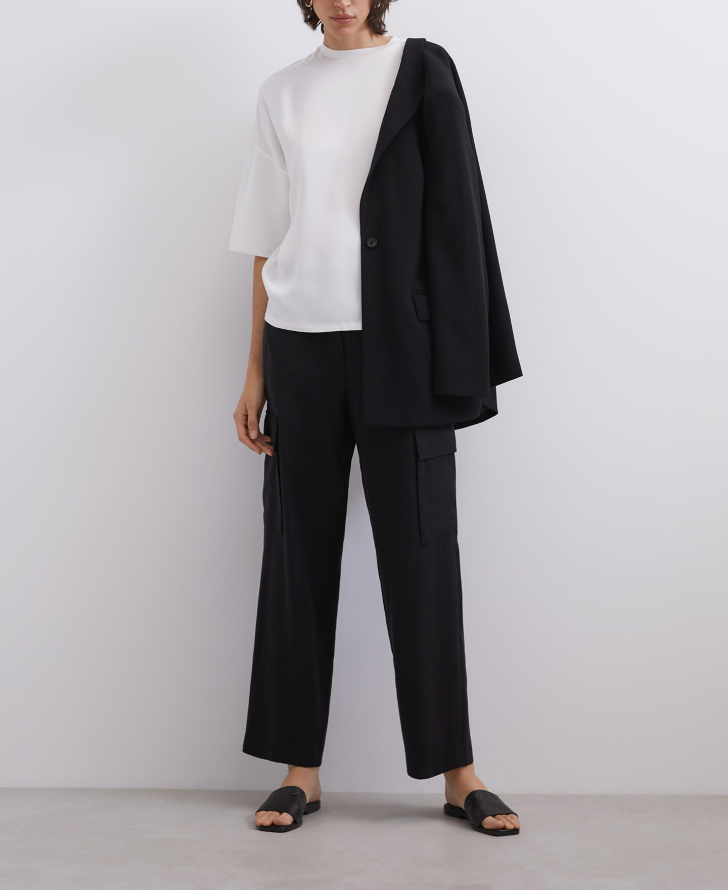 Fluid viscose and cotton T-shirt image number 3