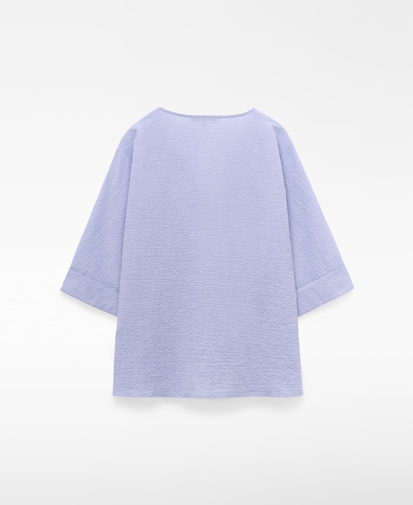 Cotton seersucker V-neckline blouse image number 1