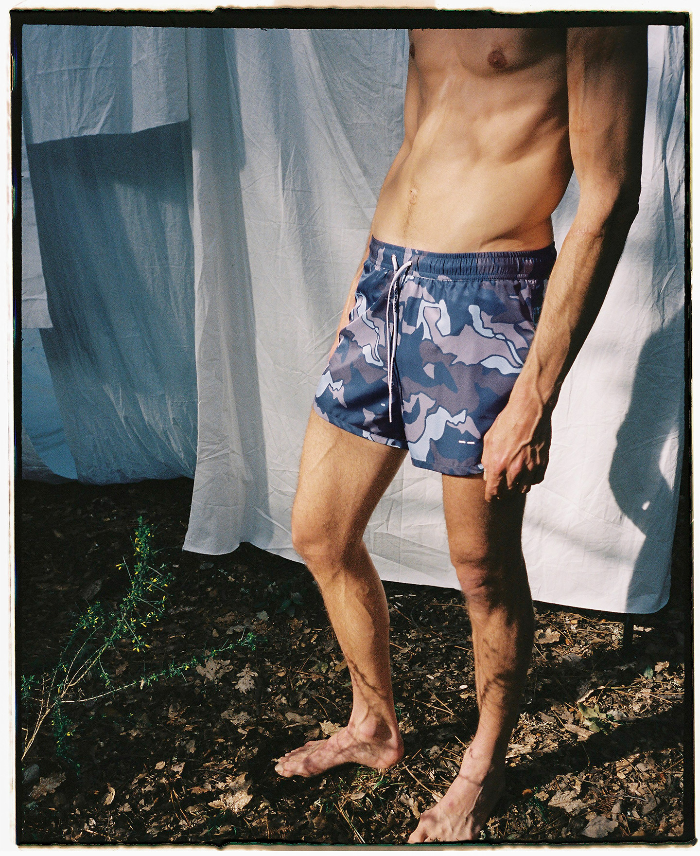 Blue printed swim shorts image number 1