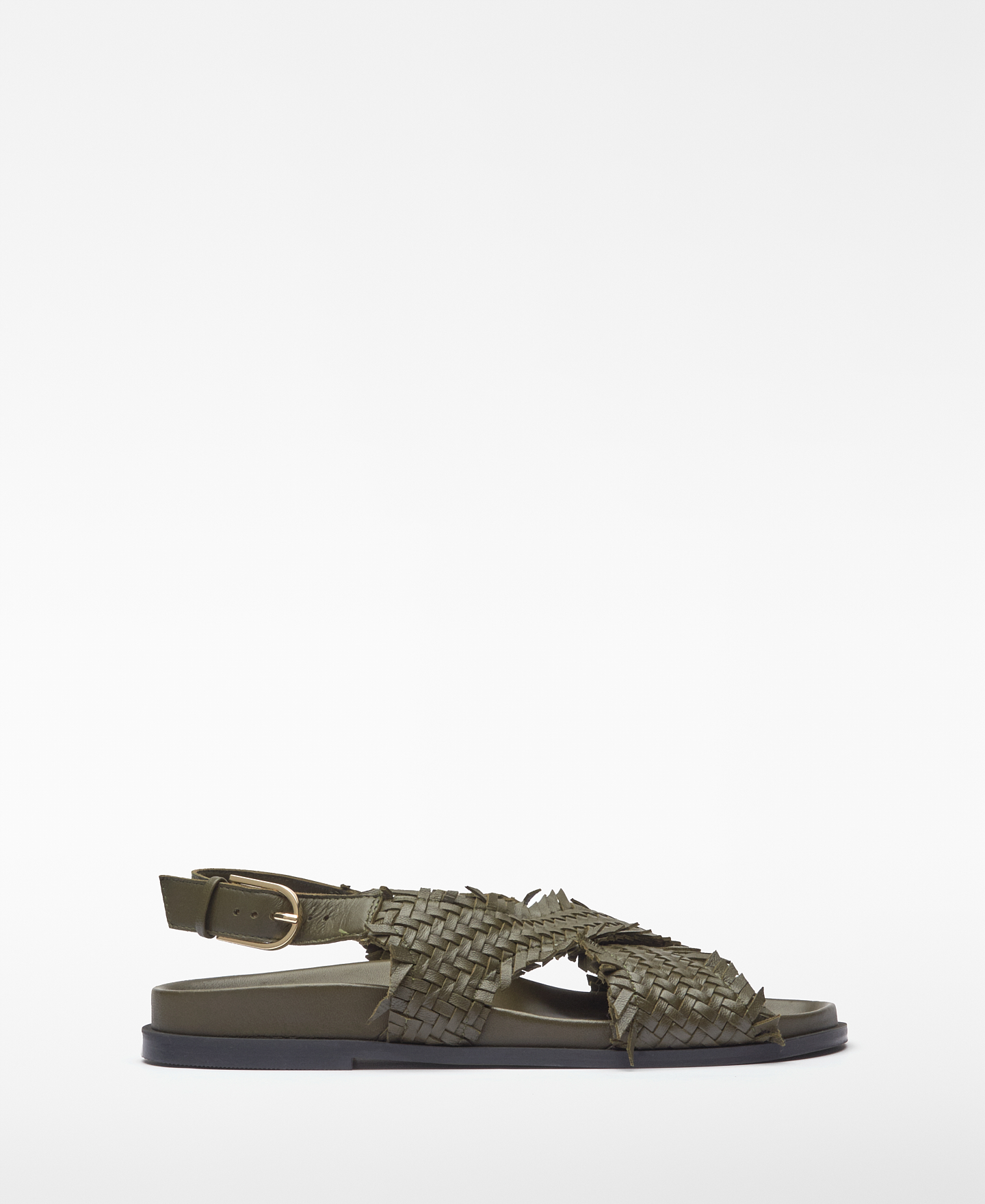 Braided straps leather sandal woman image number 0