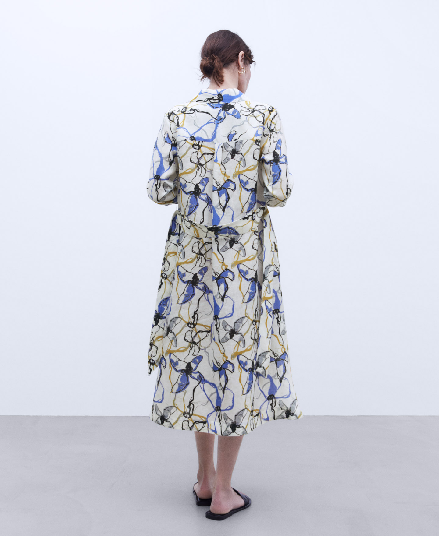 Printed linen shirt dress image number 2