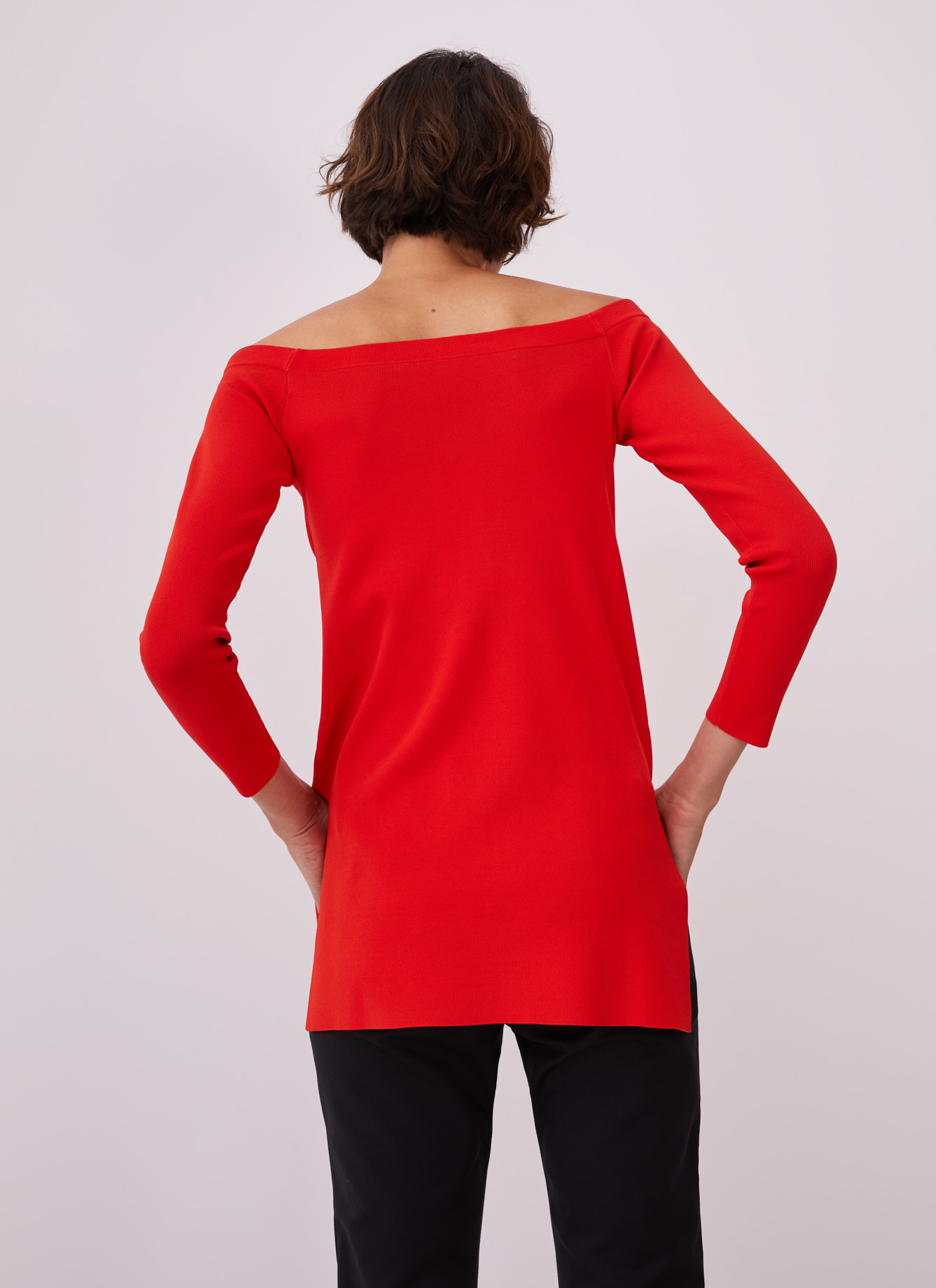 Thick-stretch knit sweater image number 1