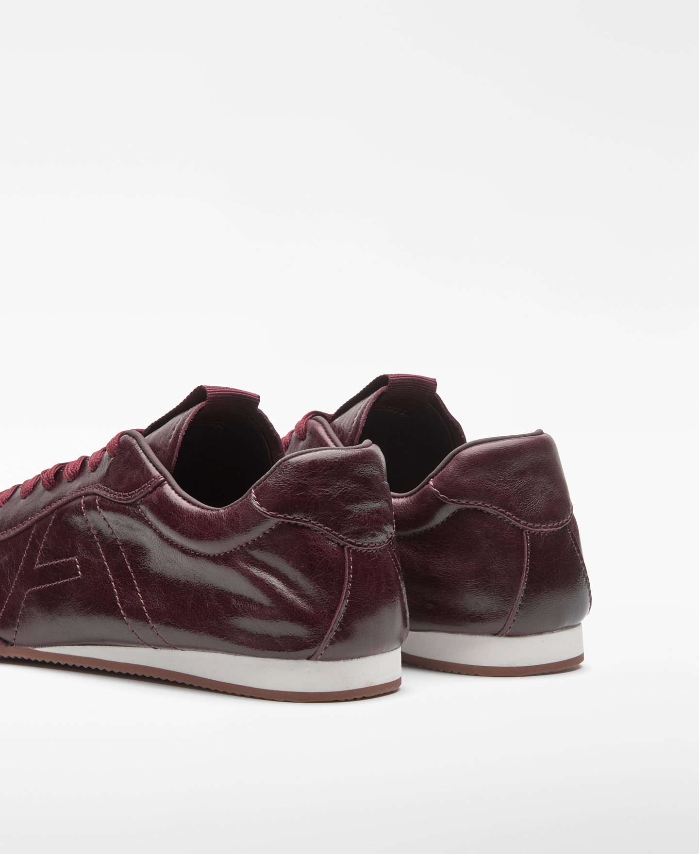 Leather sneaker with stitched logo image number 2