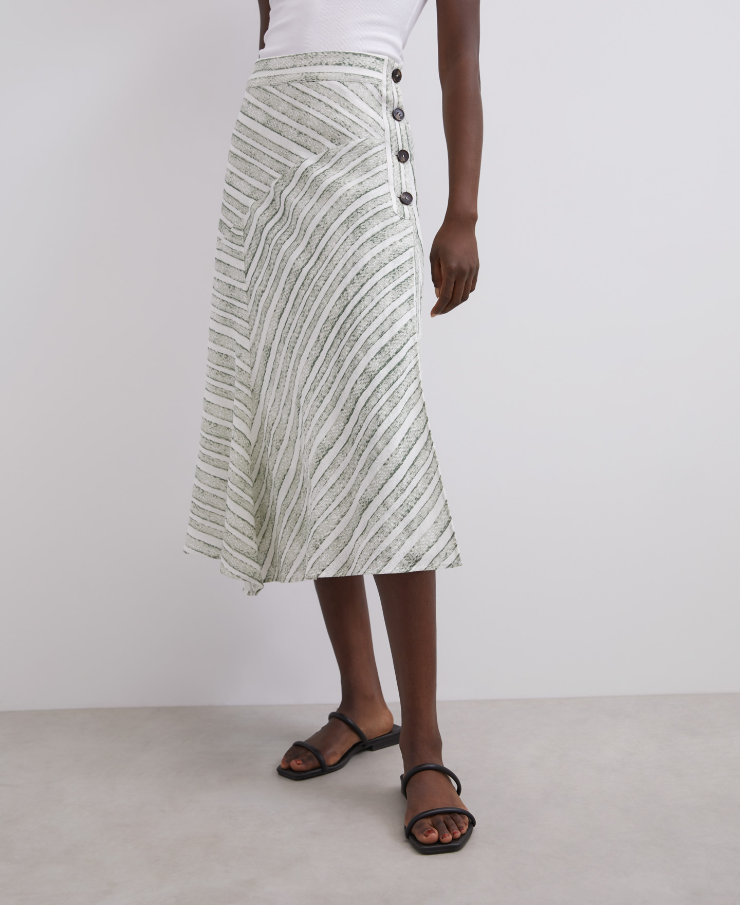 Linen and cotton striped skirt image number 3