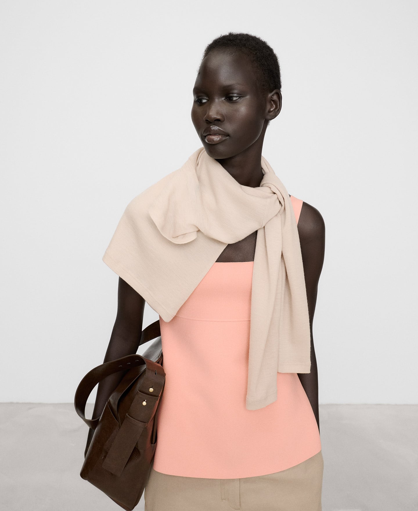 Knit peplum strappy top image number 3