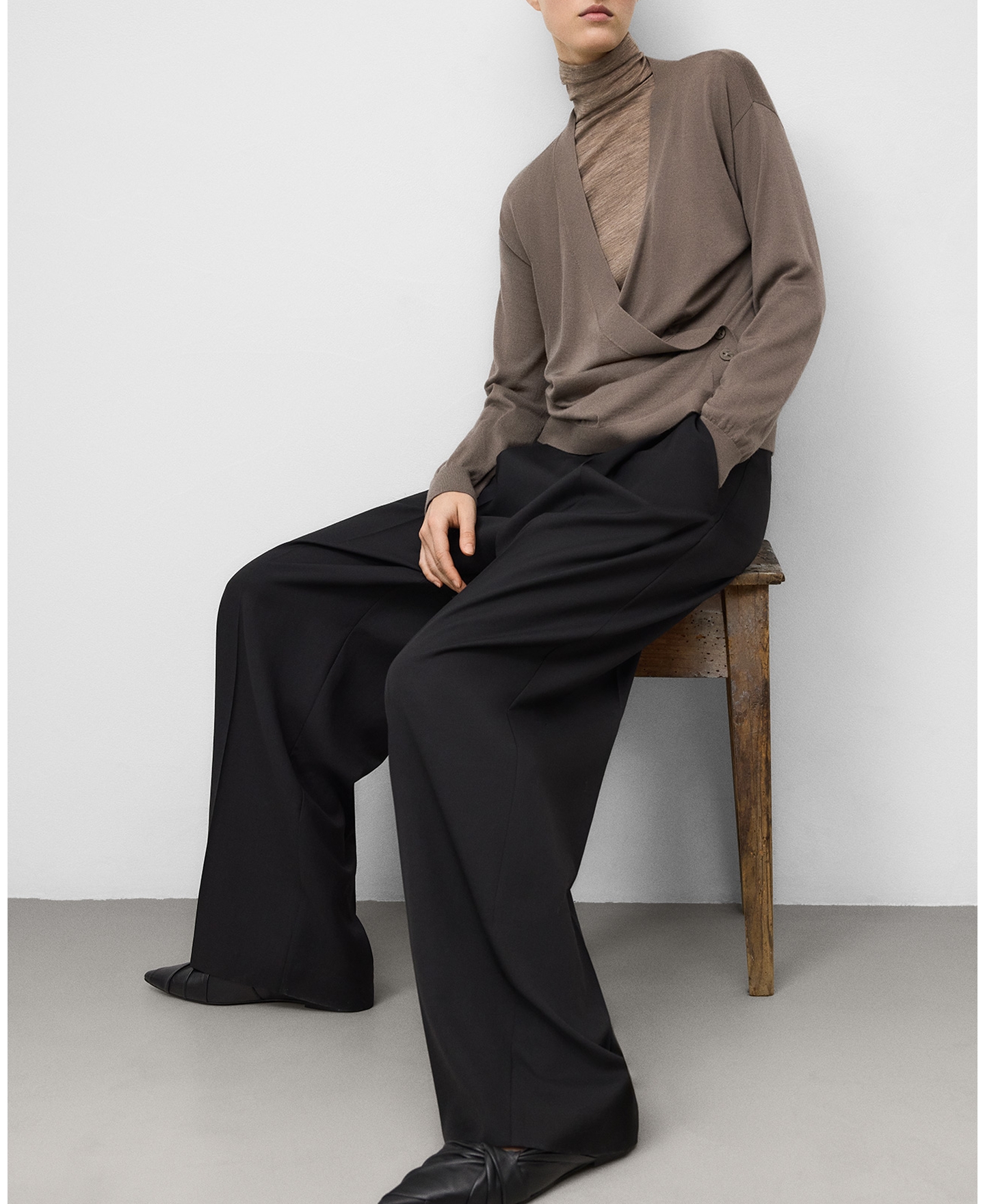 Merino wool wrap cardigan image number 0