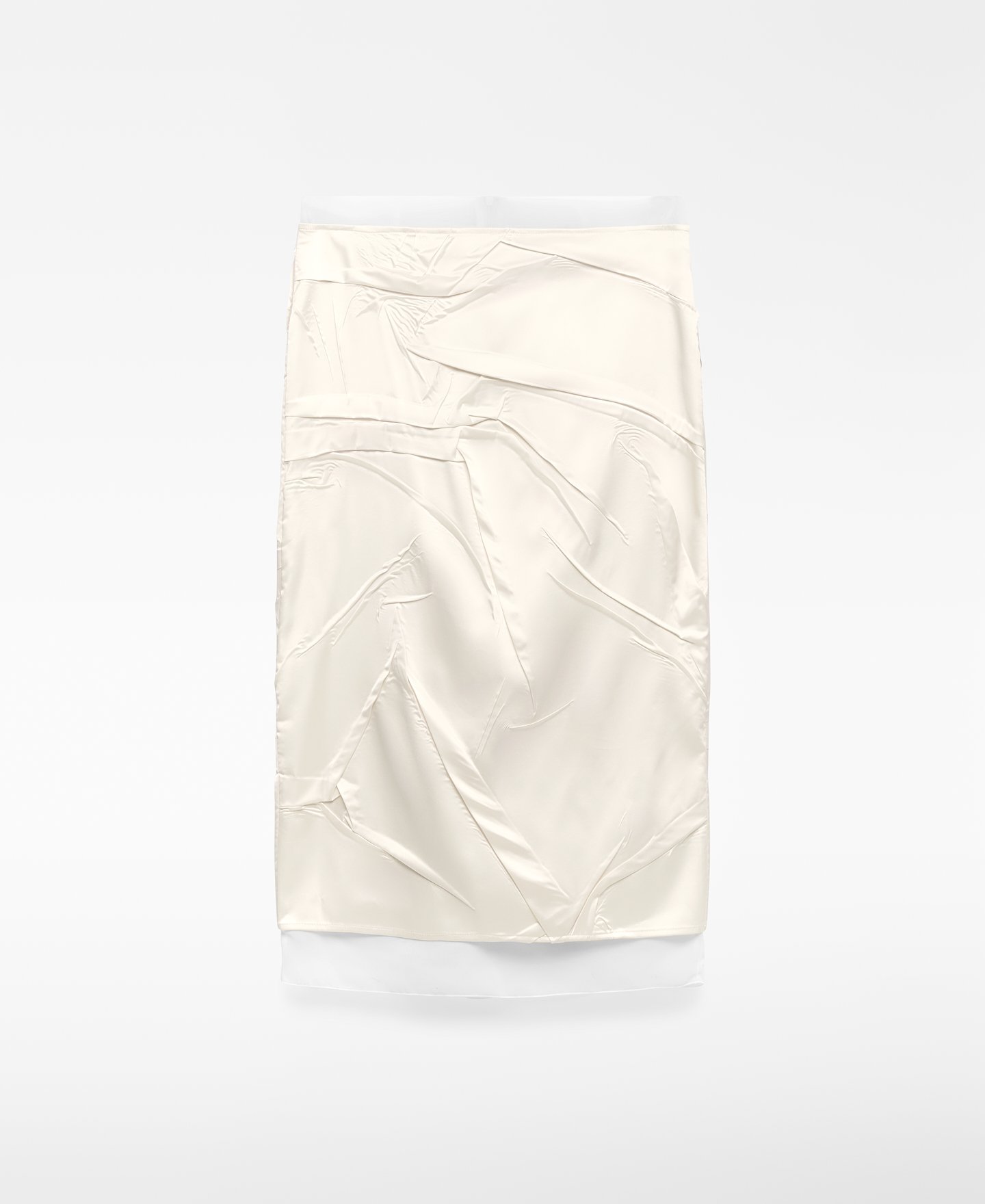 Wrinkled skirt with mixed fabric woman image number 4