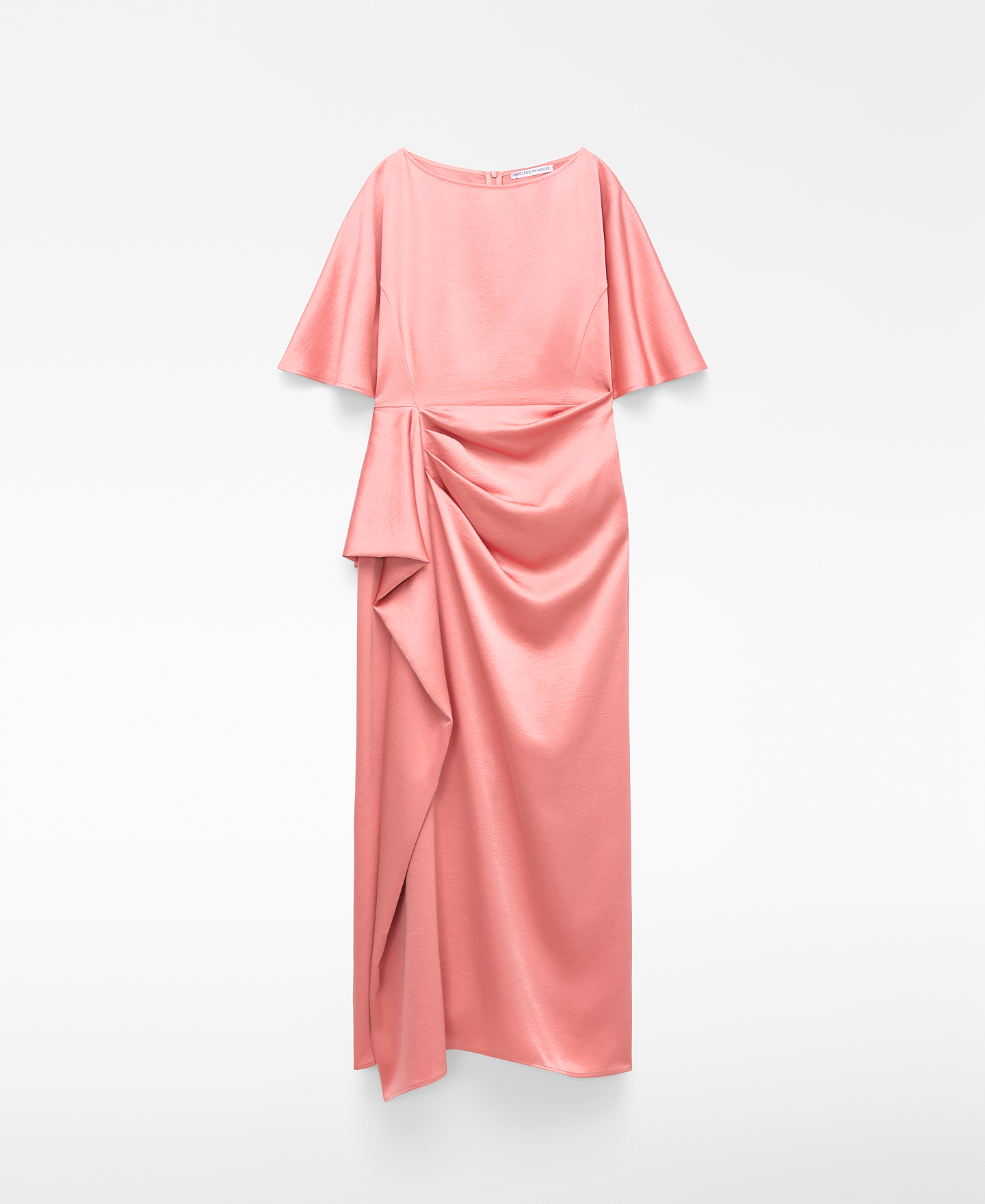 Satin long dress with side drape image number 4