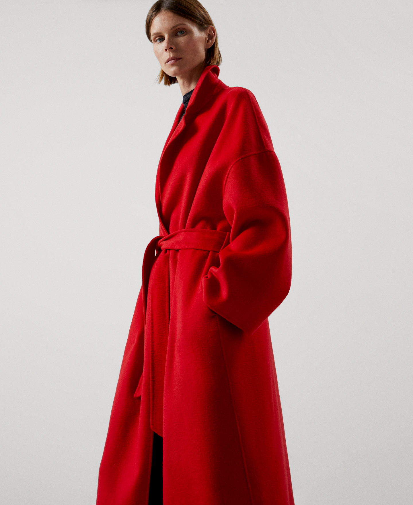 Merino wool flared coat image number 5