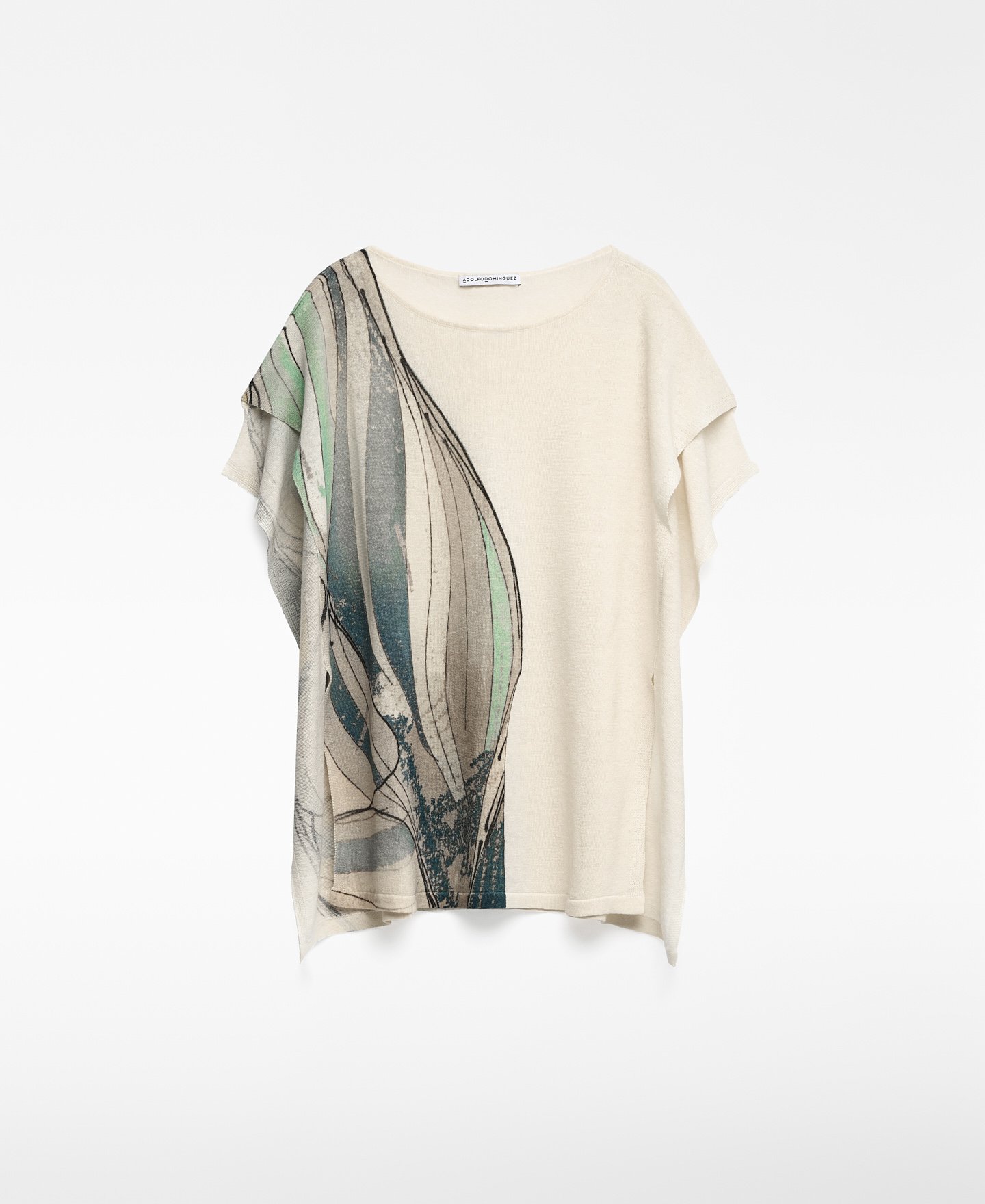 Linen knit printed sweater woman image number 4
