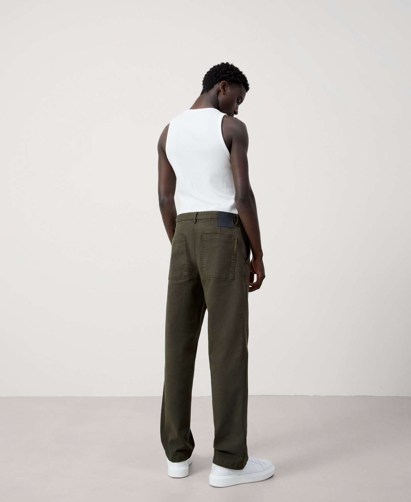 Stretch cotton straight trousers image number 2