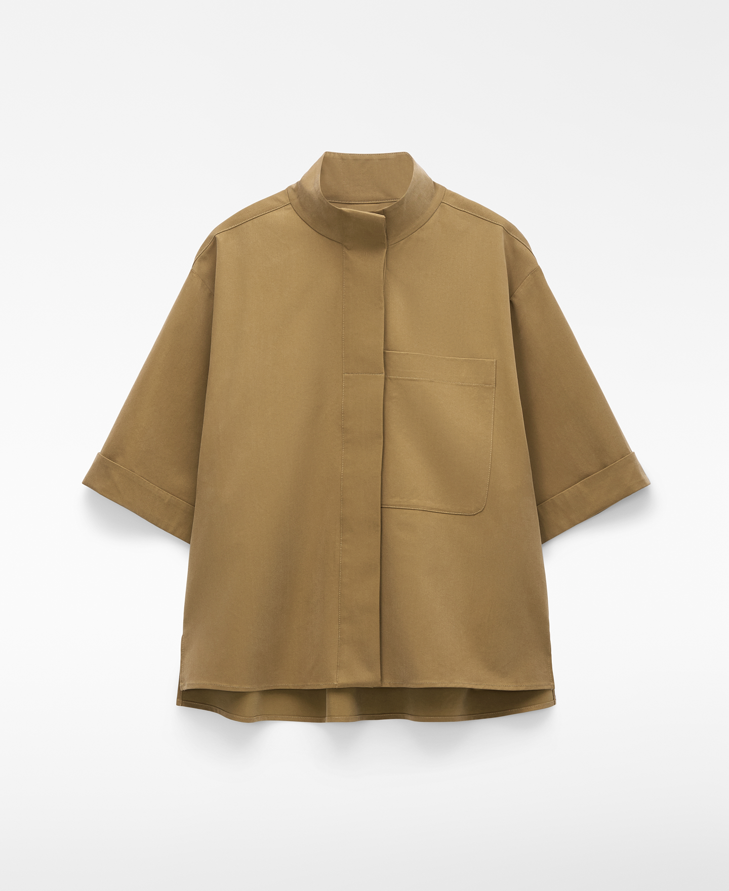 Camisa de manga curta com gola fita para mulher image number 4