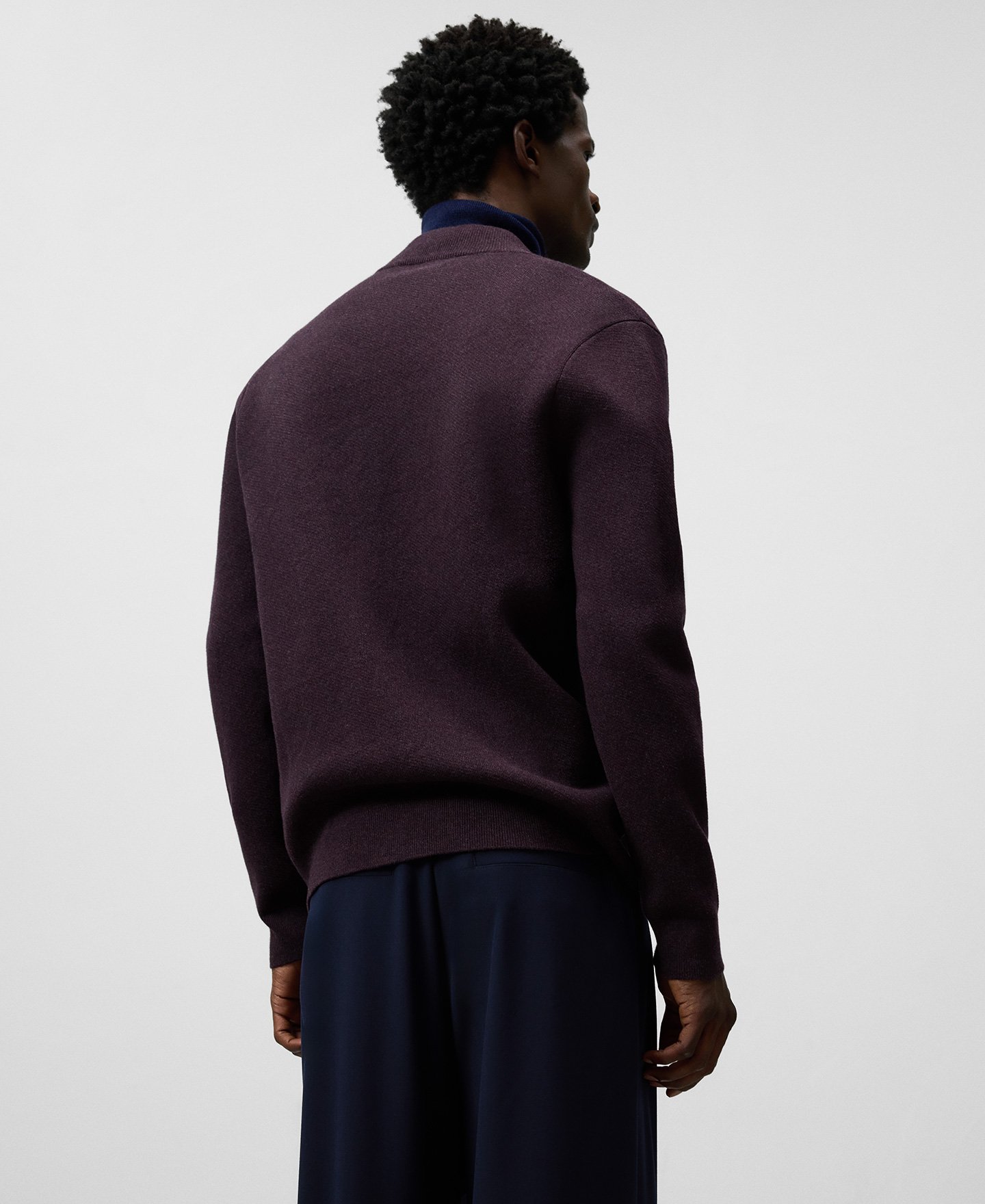 Bomber neck knit cardigan man image number 2