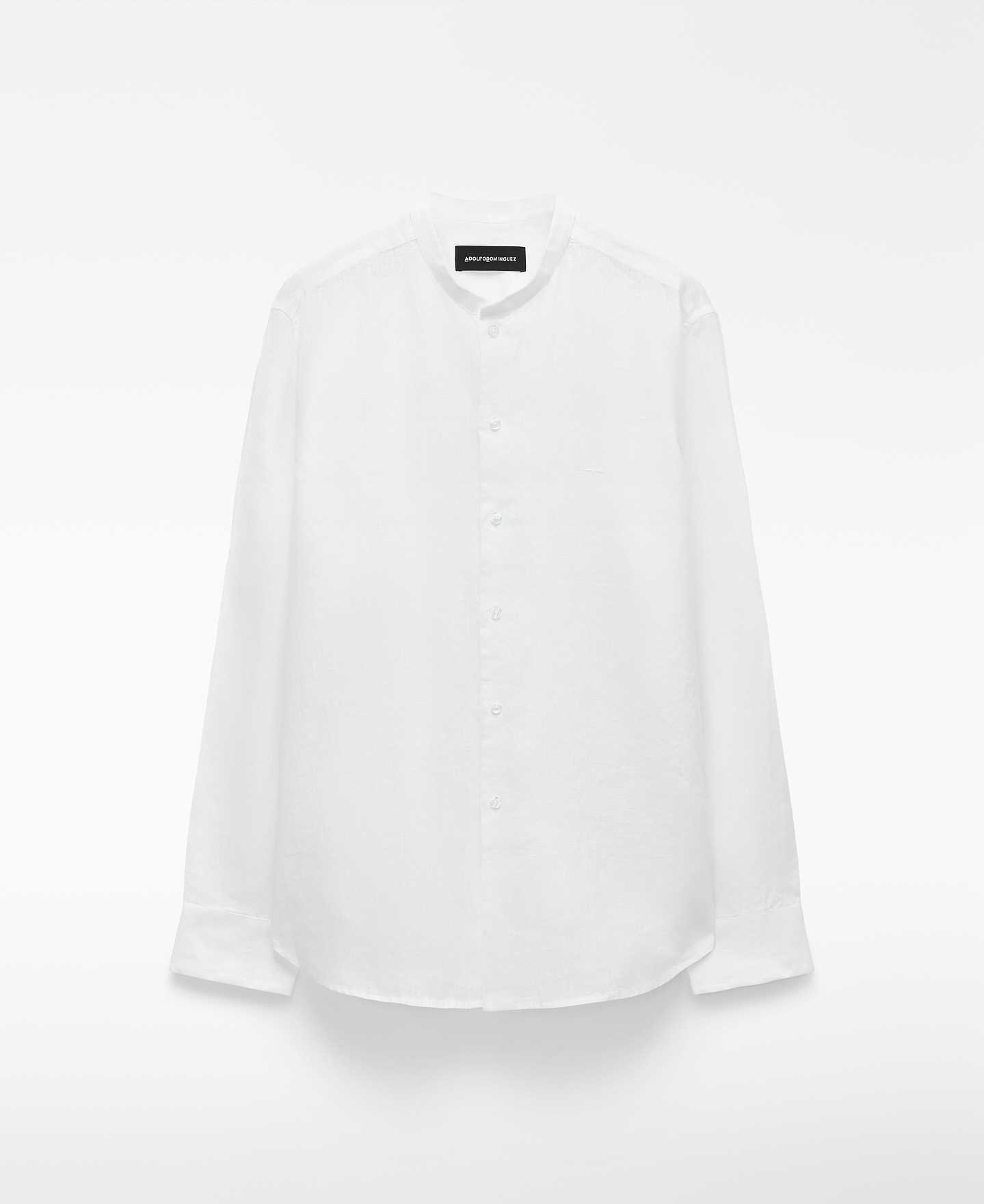 Linen regular fit mandarin collar shirt image number 0