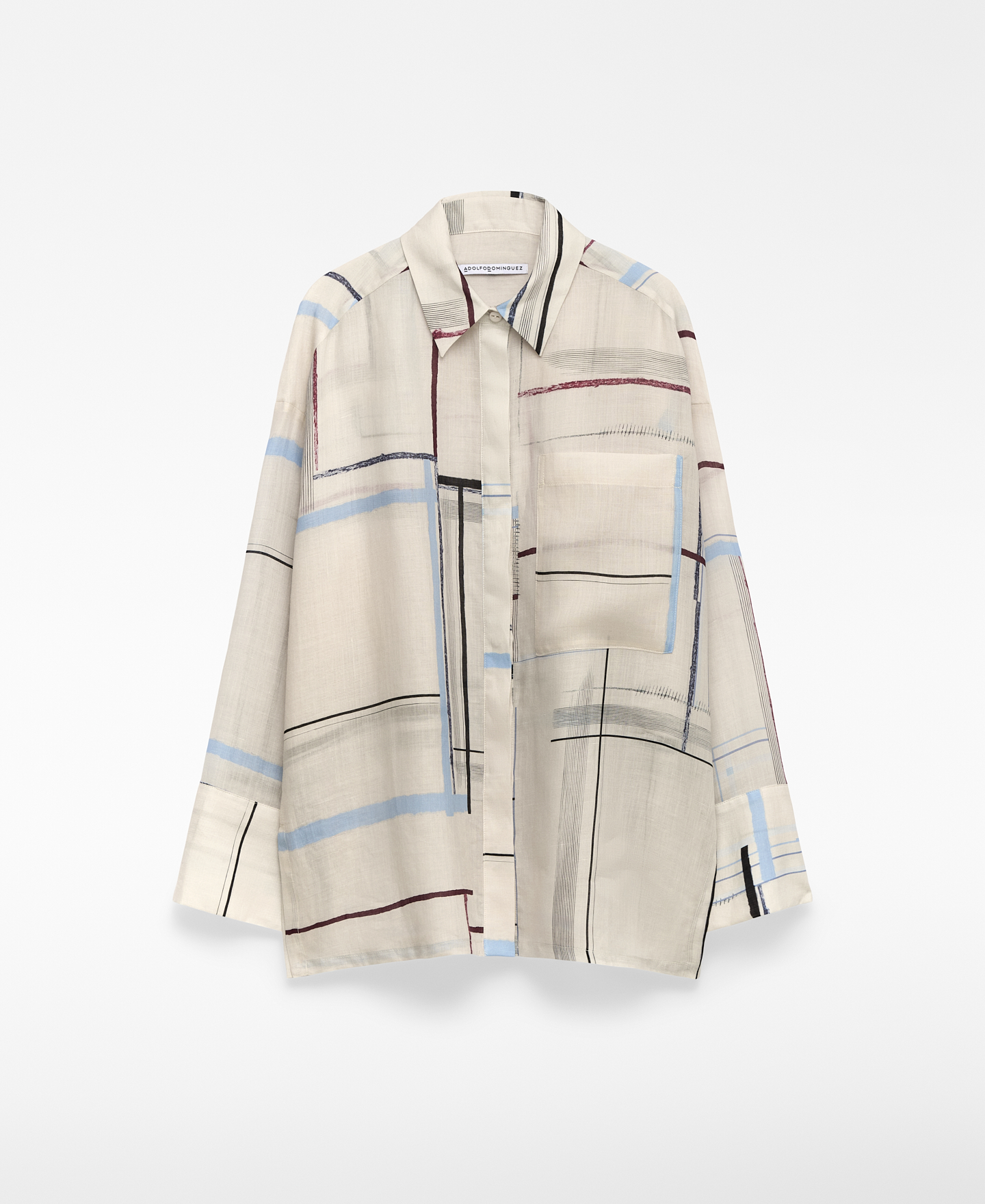 Ramie printed oversize shirt woman image number 5