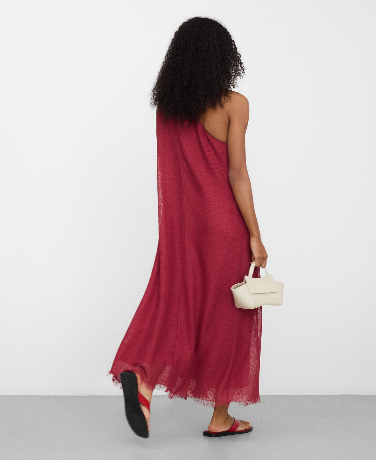 Asymmetric neckline long dress image number 2