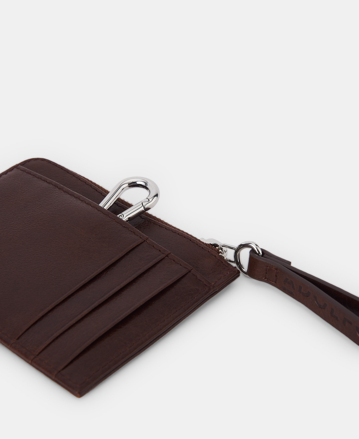 Grained leather card holder wallet image number 1
