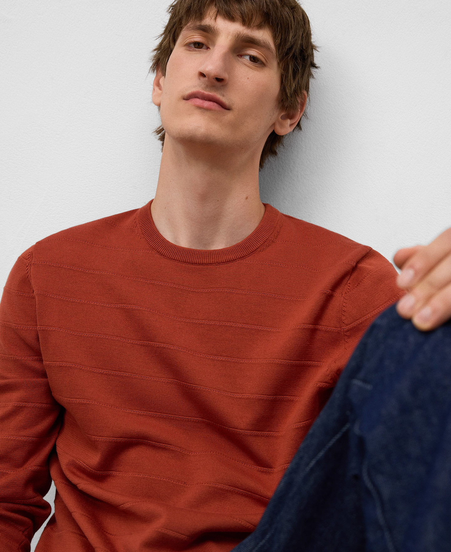 Striped structured knit sweater man image number 3