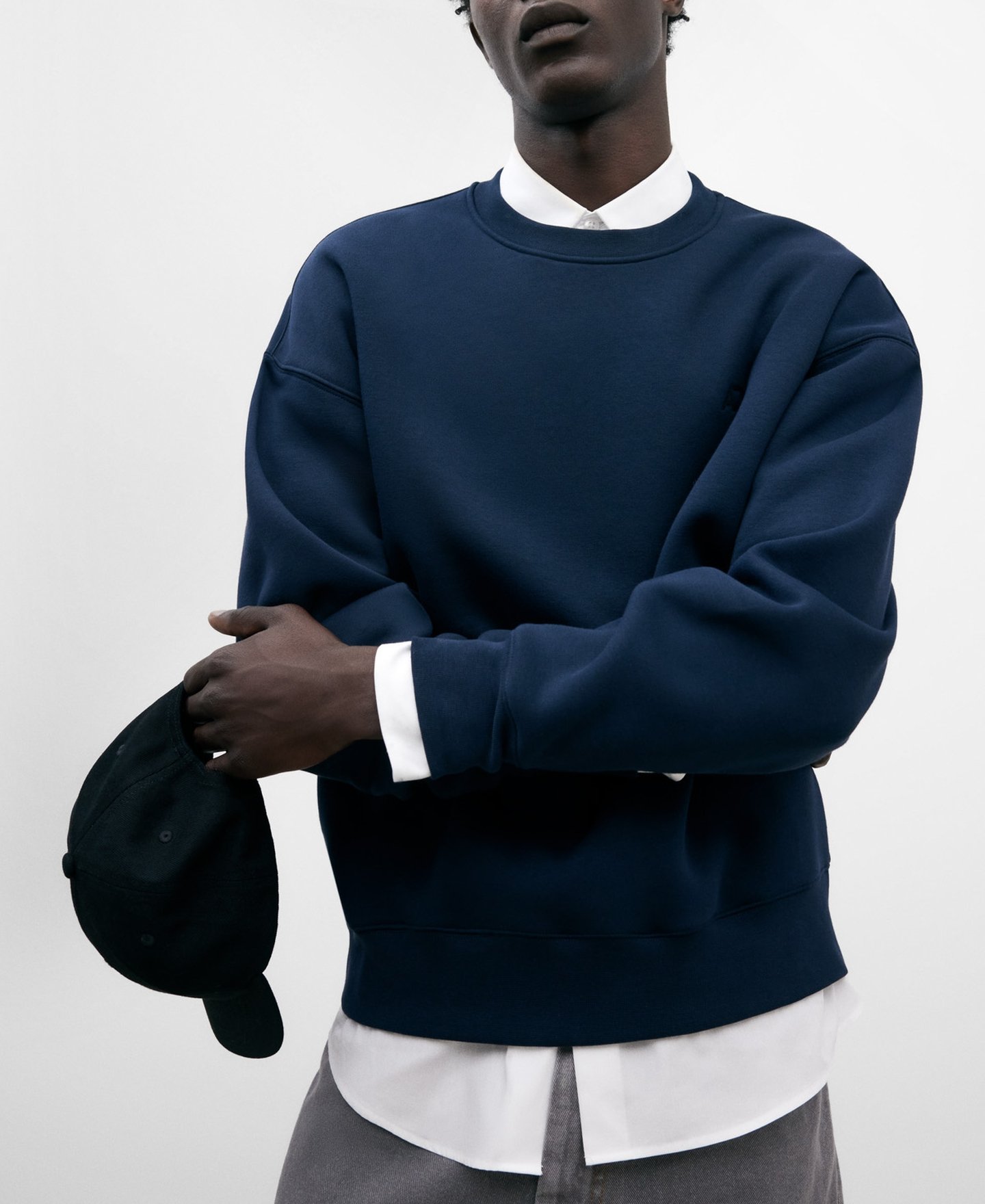 Sudadera cuello caja azul marino image number 0