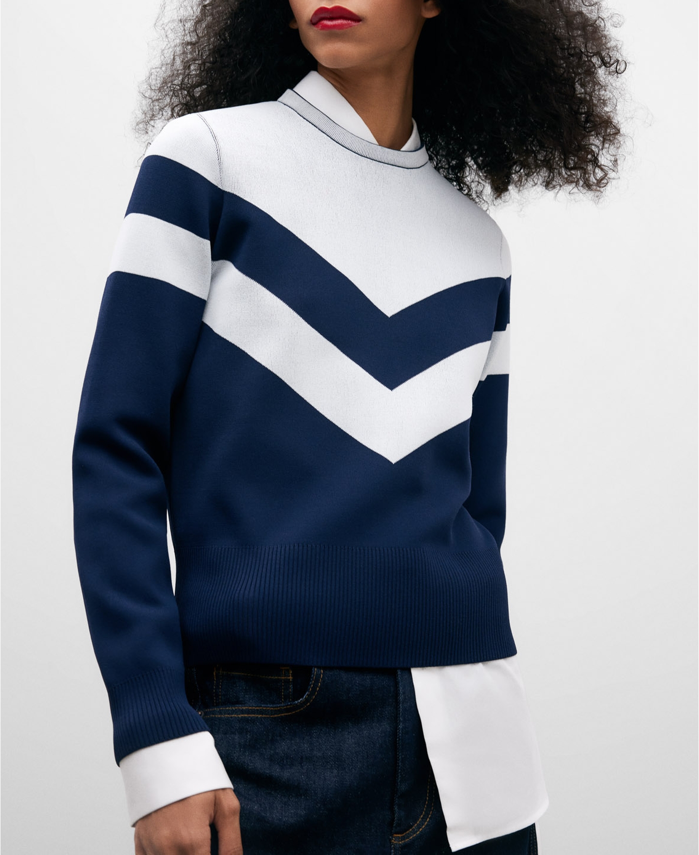 Two-colour double-front knitted sweater image number 0