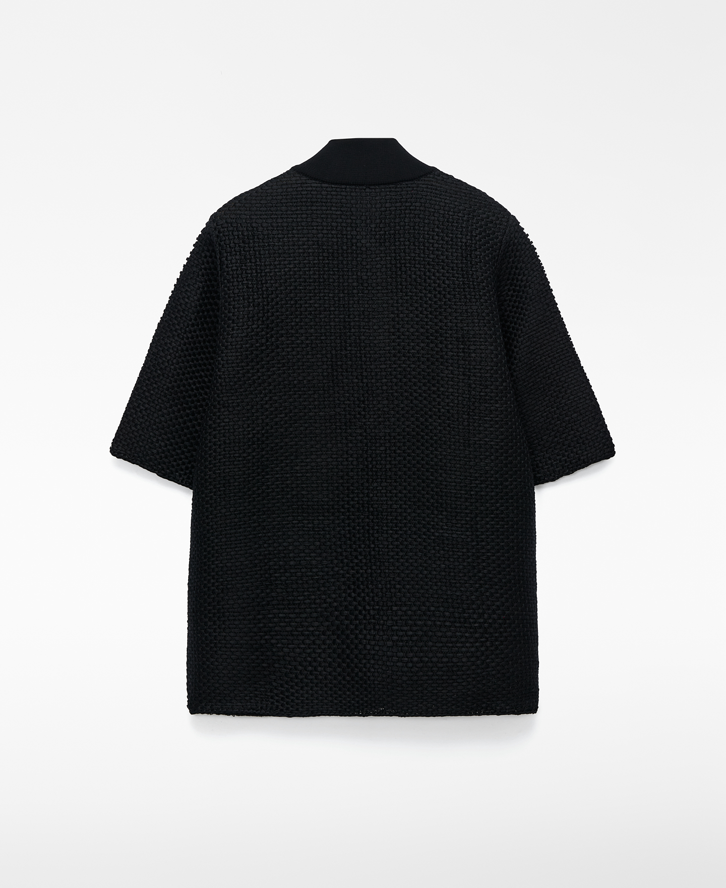 Raffia texture bomber collar polo shirt image number 5