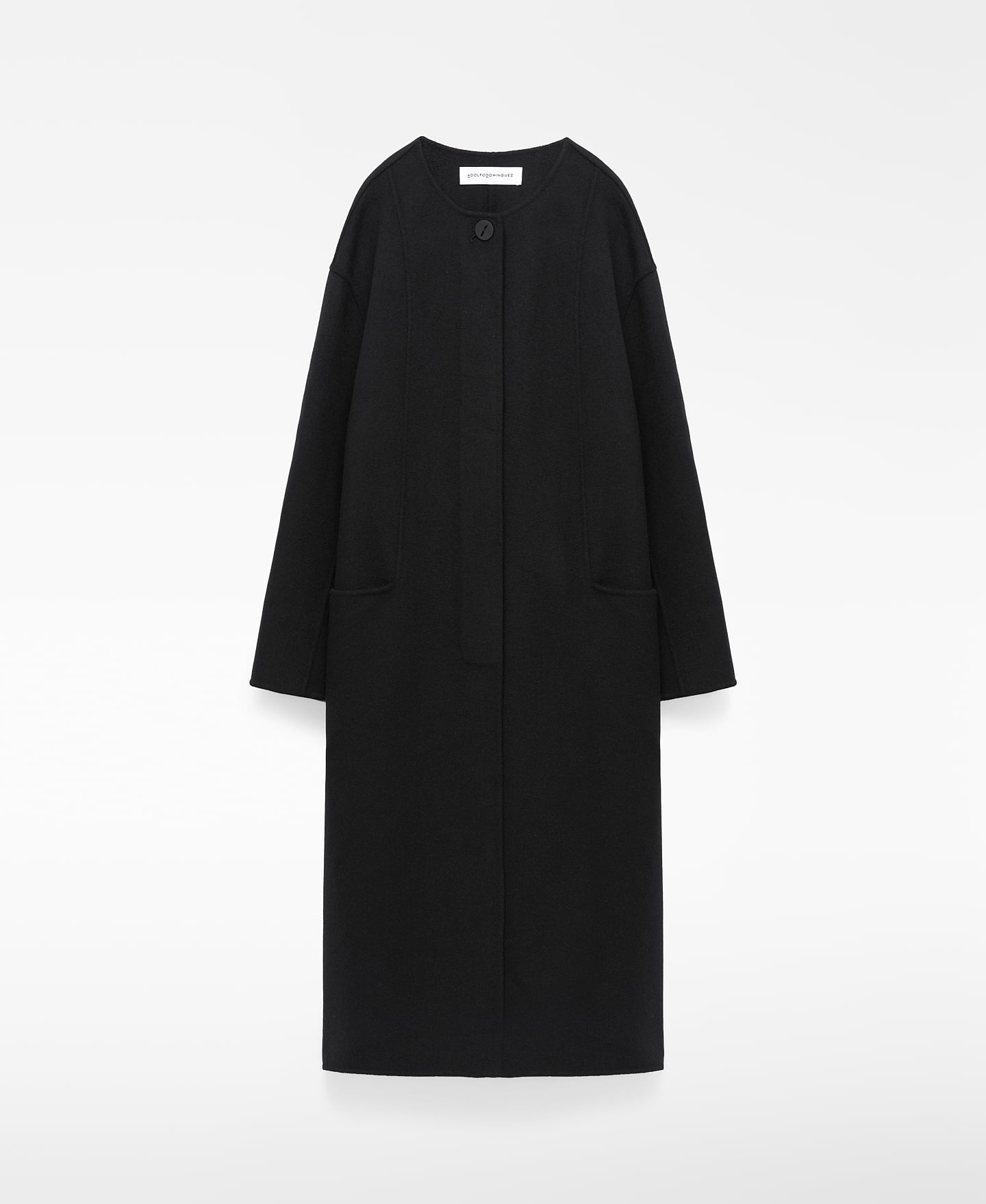 Merino wool blend round neck coat image number 0